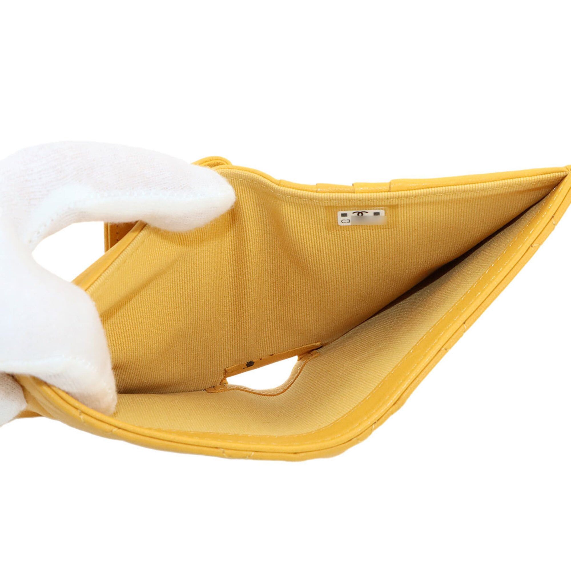 Chanel Chanel Matelassé Small Wallet, Bi-fold Lambskin, Mustard Yellow, AP3185 Wallet Size ONE SIZE - 8 Thumbnail