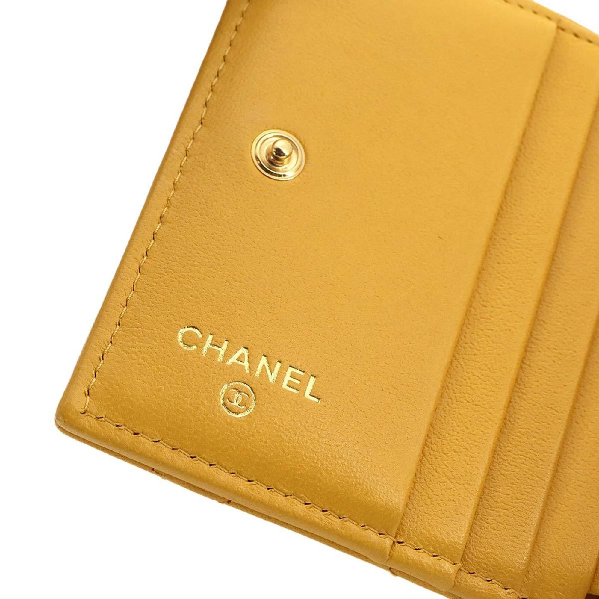 Chanel Chanel Matelassé Small Wallet, Bi-fold Lambskin, Mustard Yellow, AP3185 Wallet Size ONE SIZE - 9 Thumbnail