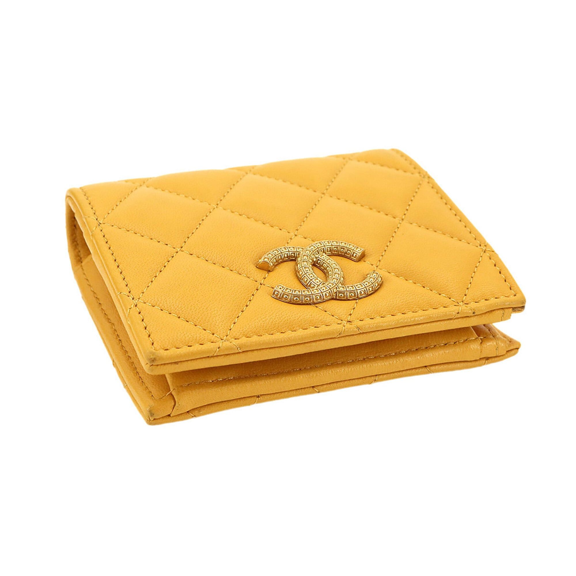 Chanel Chanel Matelassé Small Wallet, Bi-fold Lambskin, Mustard Yellow, AP3185 Wallet Size ONE SIZE - 5 Thumbnail