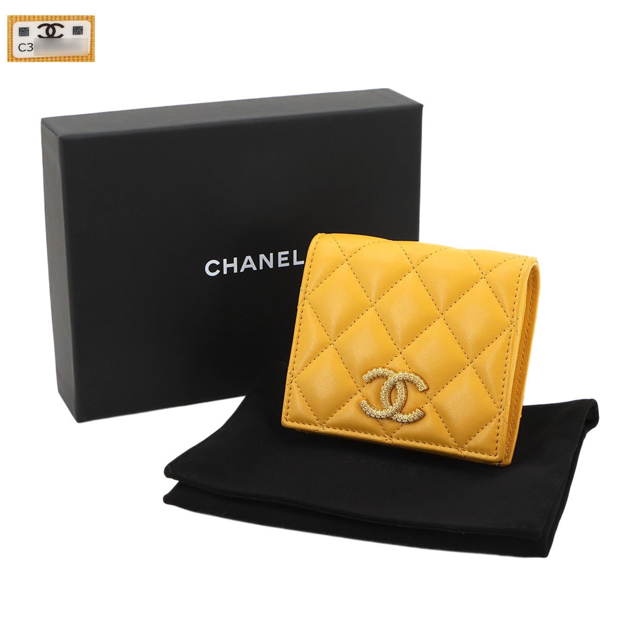 Chanel Chanel Matelassé Small Wallet, Bi-fold Lambskin, Mustard Yellow, AP3185 Wallet Size ONE SIZE - 2 Thumbnail
