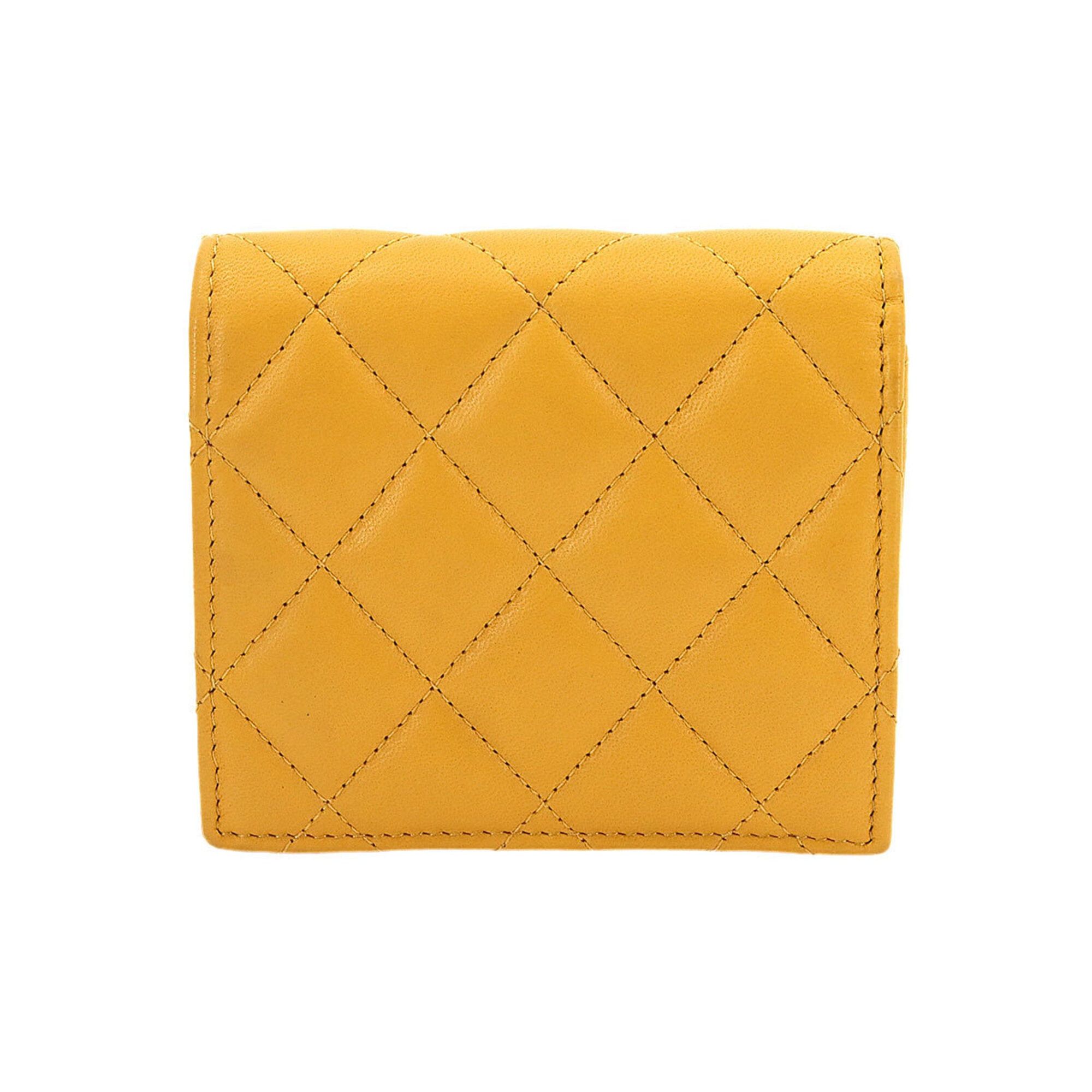 Chanel Chanel Matelassé Small Wallet, Bi-fold Lambskin, Mustard Yellow, AP3185 Wallet Size ONE SIZE - 3 Thumbnail