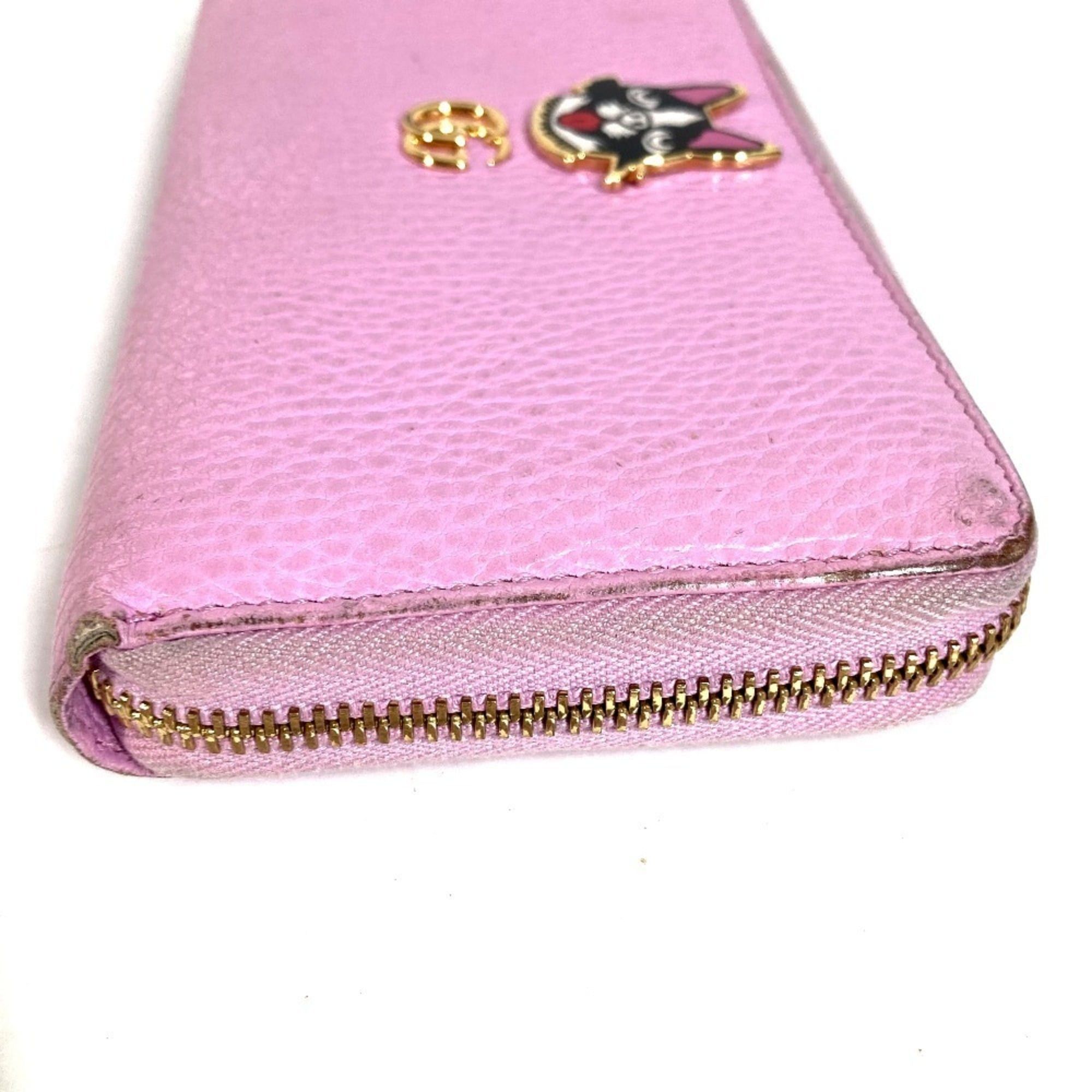 Gucci GUCCI 499337 BOSCO Long Wallet, Round Zipper, Leather, Men's/Women's, Pink Size ONE SIZE - 10 Thumbnail