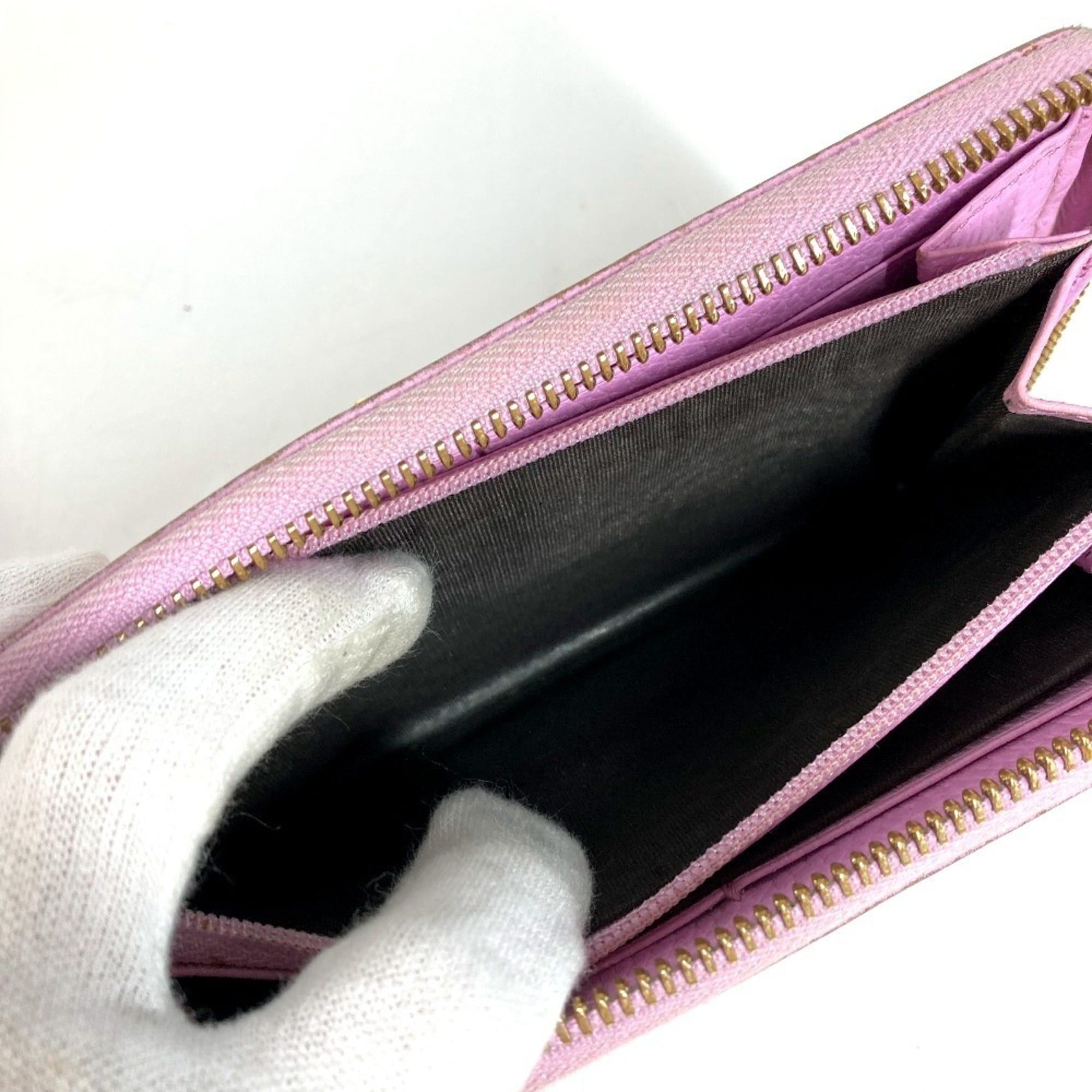 Gucci GUCCI 499337 BOSCO Long Wallet, Round Zipper, Leather, Men's/Women's, Pink Size ONE SIZE - 3 Thumbnail