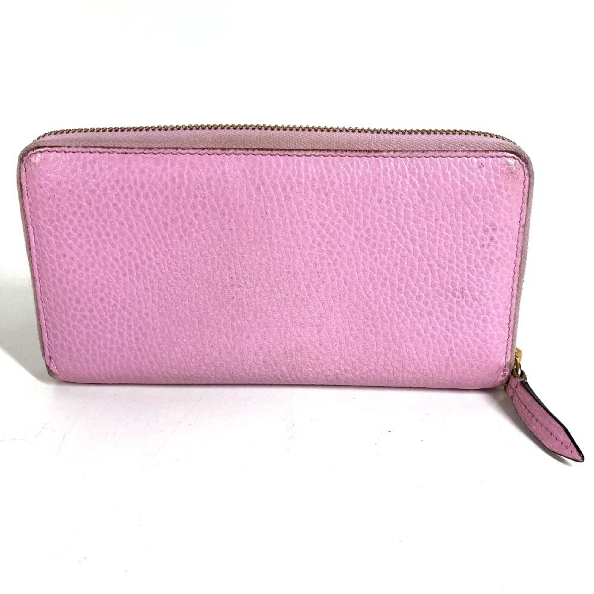 Gucci GUCCI 499337 BOSCO Long Wallet, Round Zipper, Leather, Men's/Women's, Pink Size ONE SIZE - 9 Thumbnail