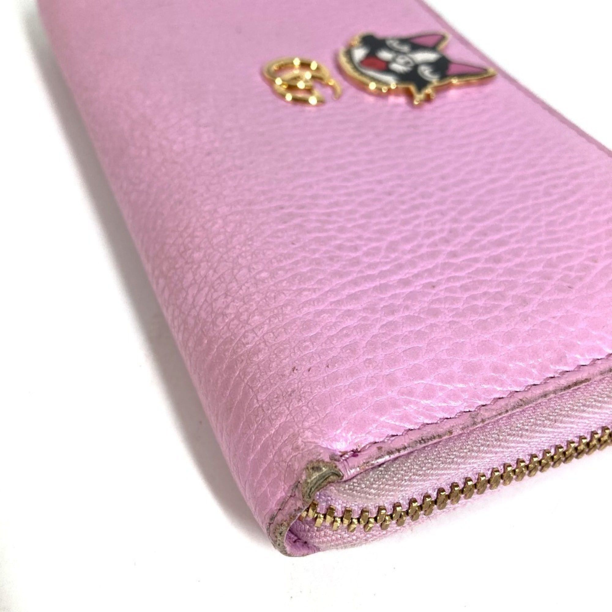Gucci GUCCI 499337 BOSCO Long Wallet, Round Zipper, Leather, Men's/Women's, Pink Size ONE SIZE - 11 Thumbnail