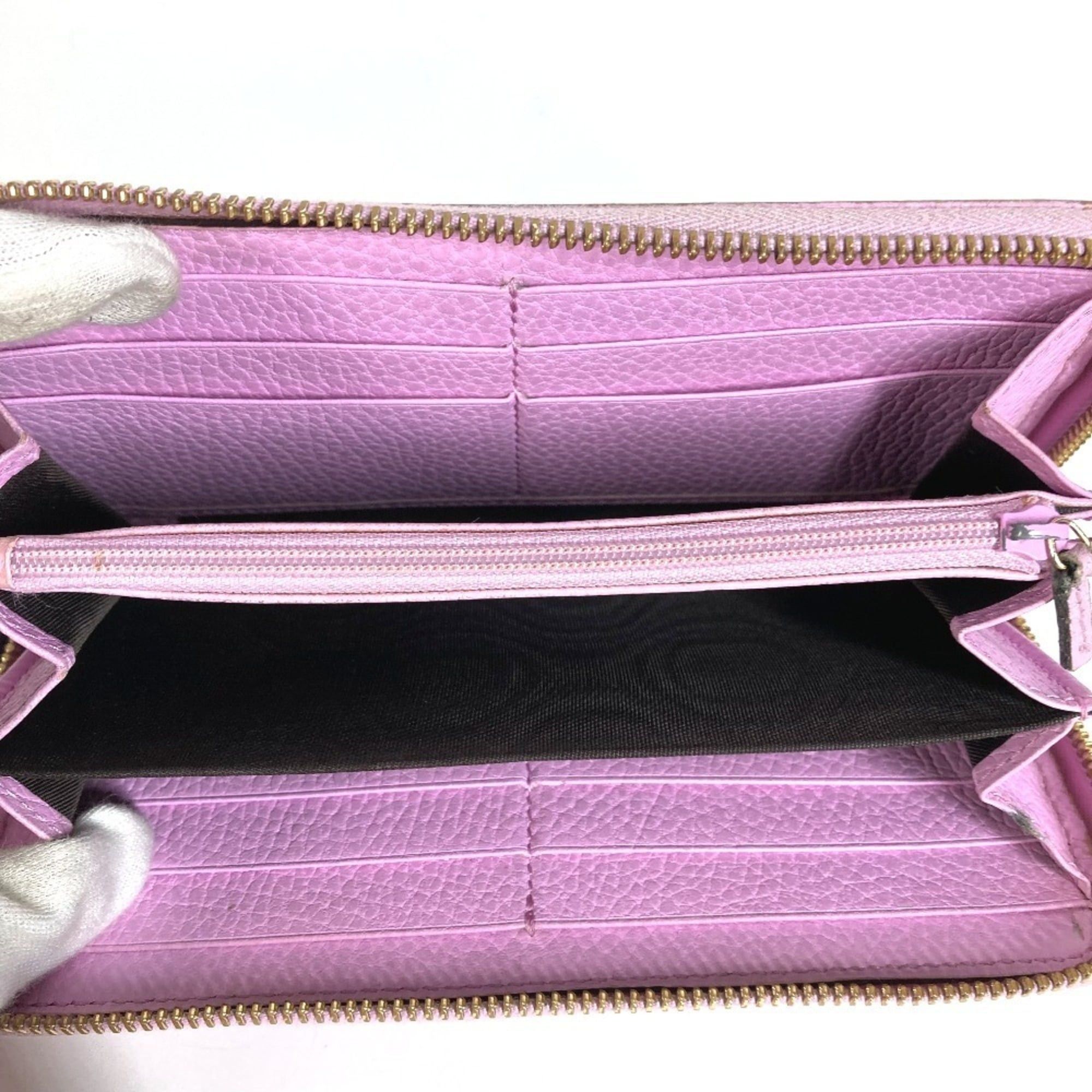 Gucci GUCCI 499337 BOSCO Long Wallet, Round Zipper, Leather, Men's/Women's, Pink Size ONE SIZE - 4 Thumbnail