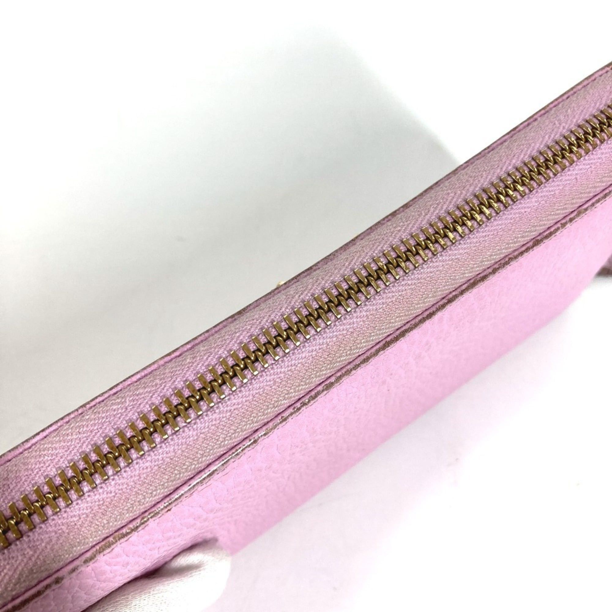 Gucci GUCCI 499337 BOSCO Long Wallet, Round Zipper, Leather, Men's/Women's, Pink Size ONE SIZE - 15 Thumbnail