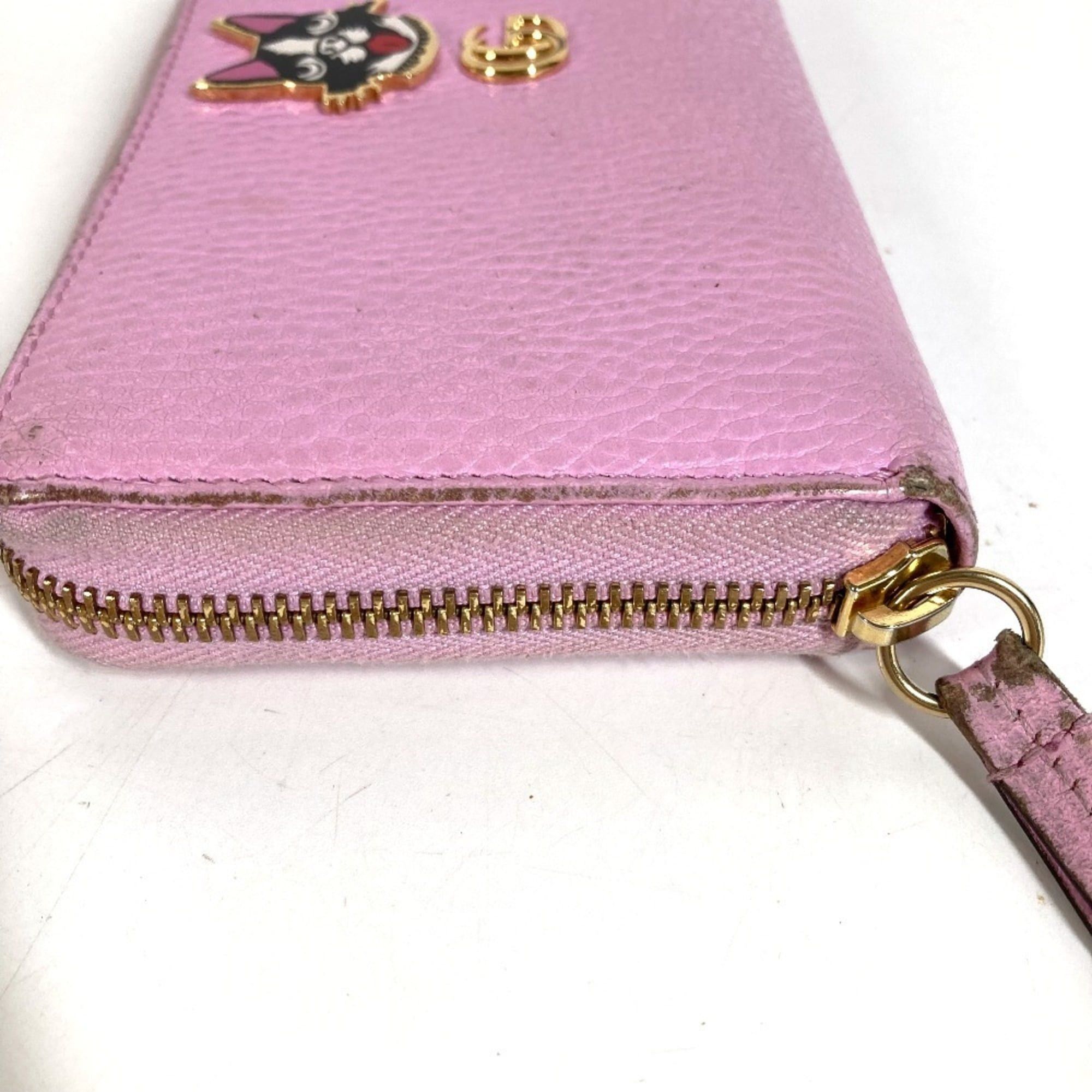 Gucci GUCCI 499337 BOSCO Long Wallet, Round Zipper, Leather, Men's/Women's, Pink Size ONE SIZE - 14 Thumbnail