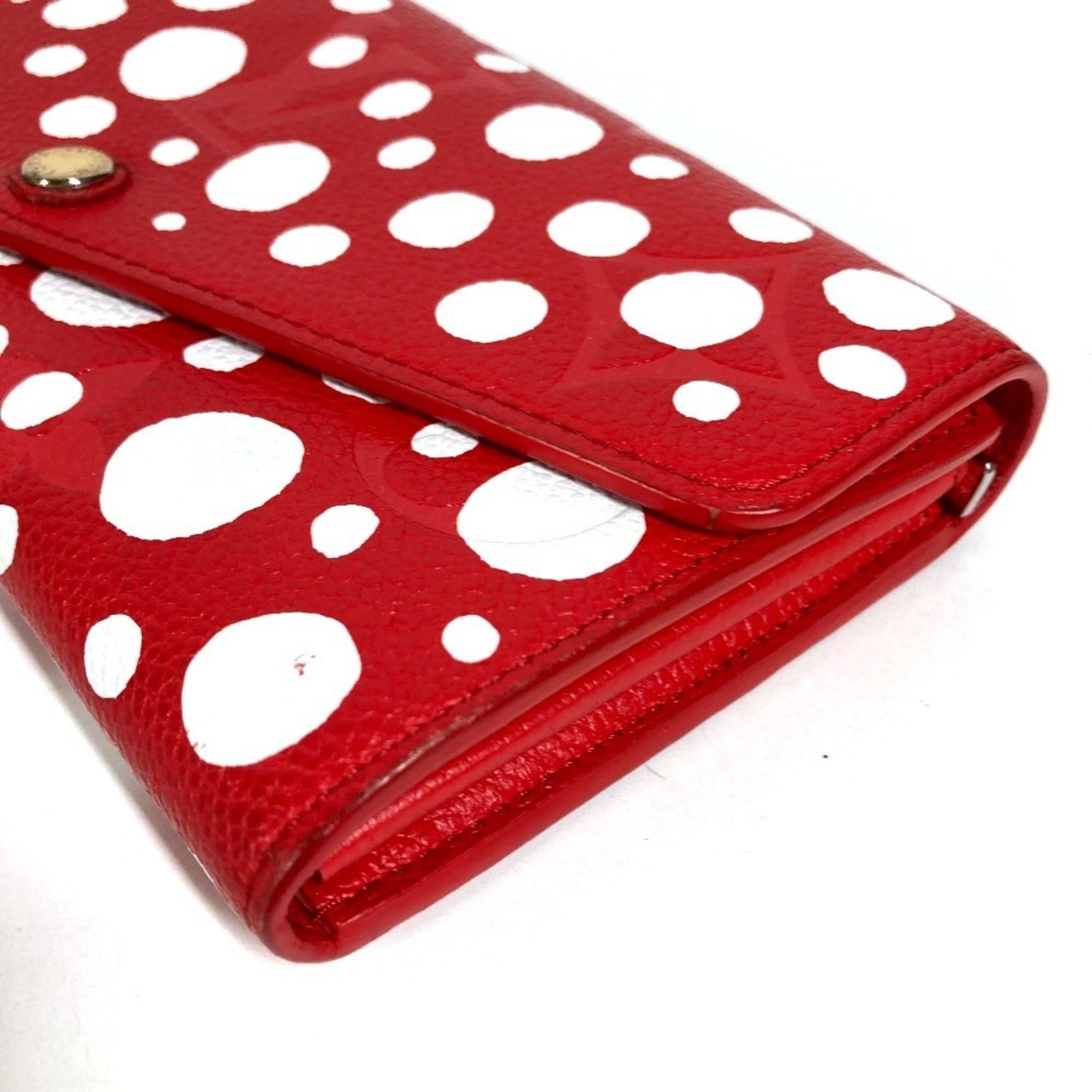 Louis Vuitton Louis Vuitton Monogram LV x YK Yayoi Kusama Portefeuille Sarah NM Polka Dot Bi-fold Flap Long Wallet Leather Men's Women's Red Size ONE SIZE - 5 Thumbnail