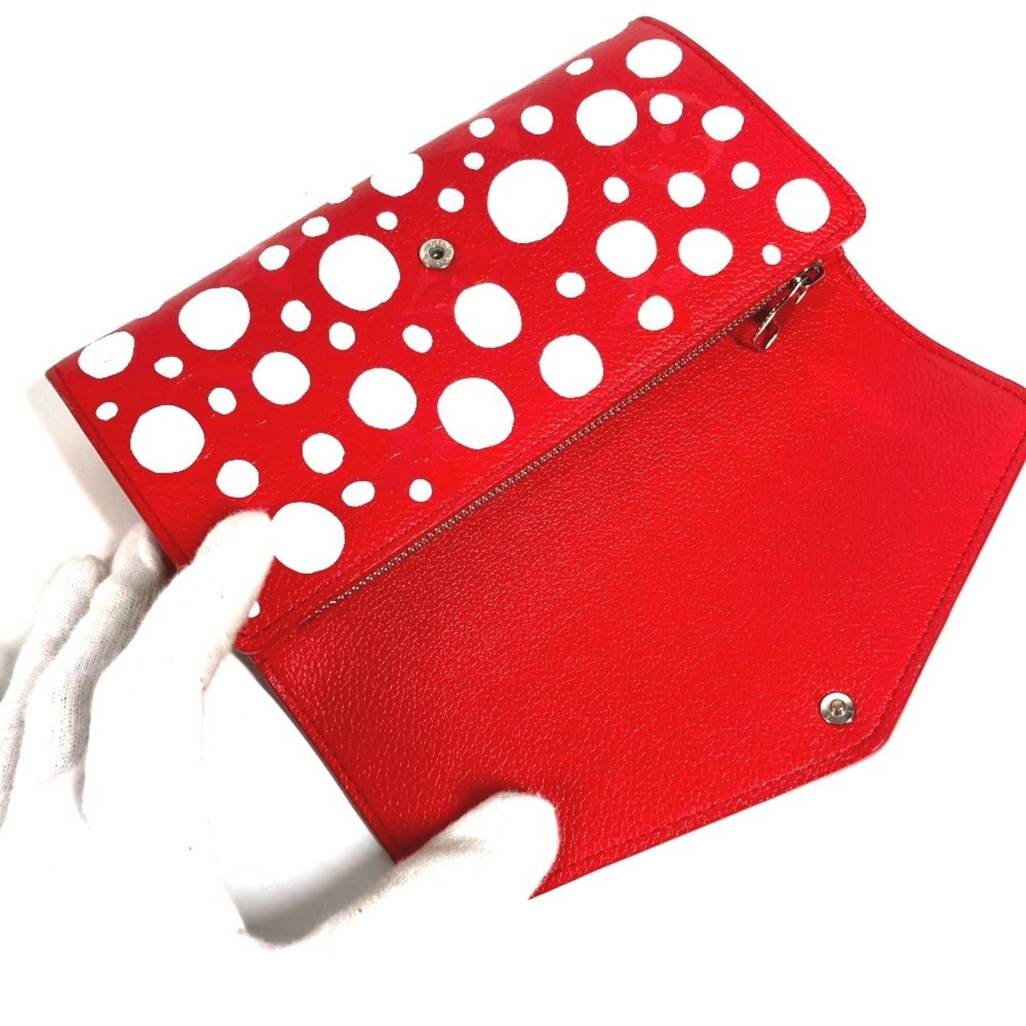 Louis Vuitton Louis Vuitton Monogram LV x YK Yayoi Kusama Portefeuille Sarah NM Polka Dot Bi-fold Flap Long Wallet Leather Men's Women's Red Size ONE SIZE - 9 Thumbnail