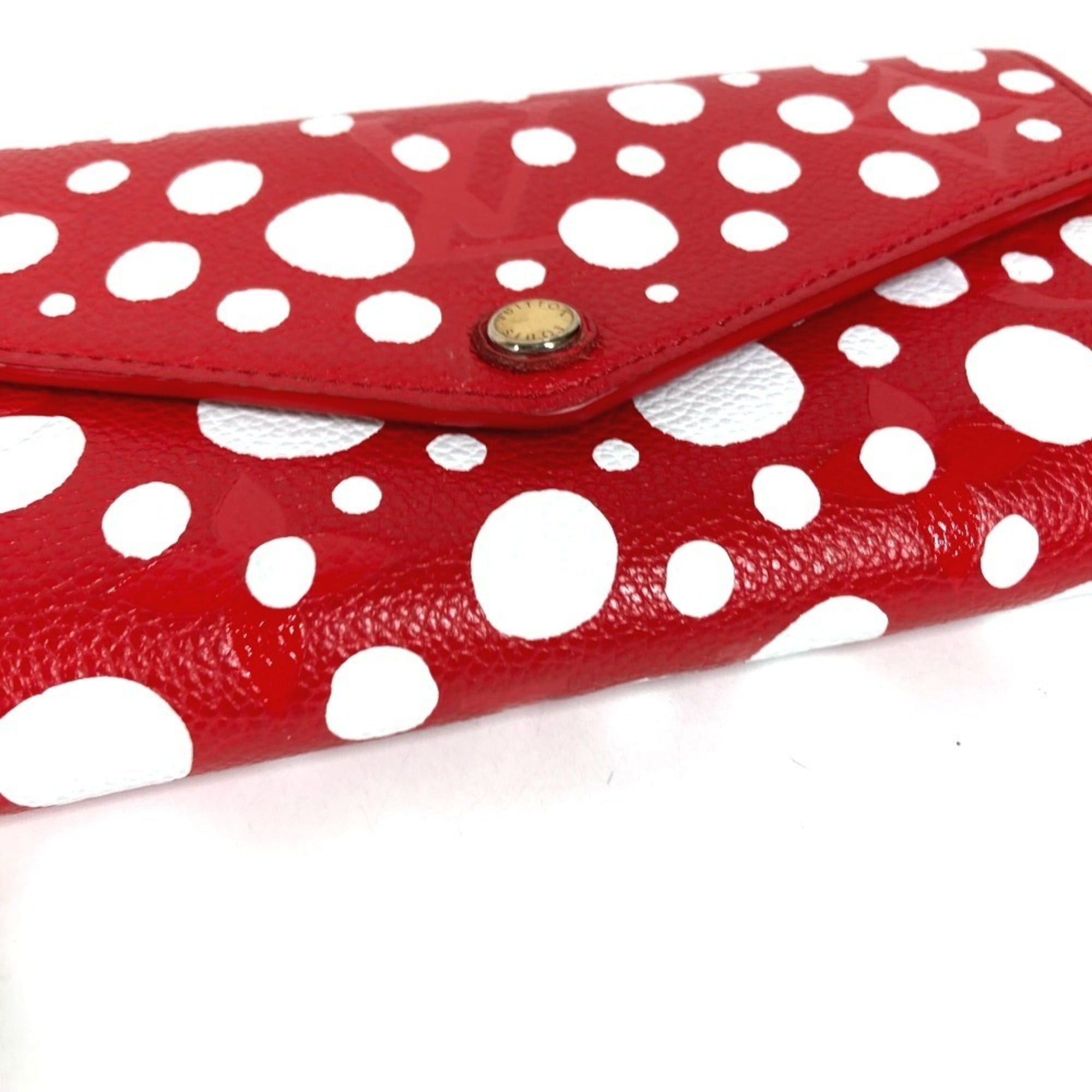 Louis Vuitton Louis Vuitton Monogram LV x YK Yayoi Kusama Portefeuille Sarah NM Polka Dot Bi-fold Flap Long Wallet Leather Men's Women's Red Size ONE SIZE - 4 Thumbnail