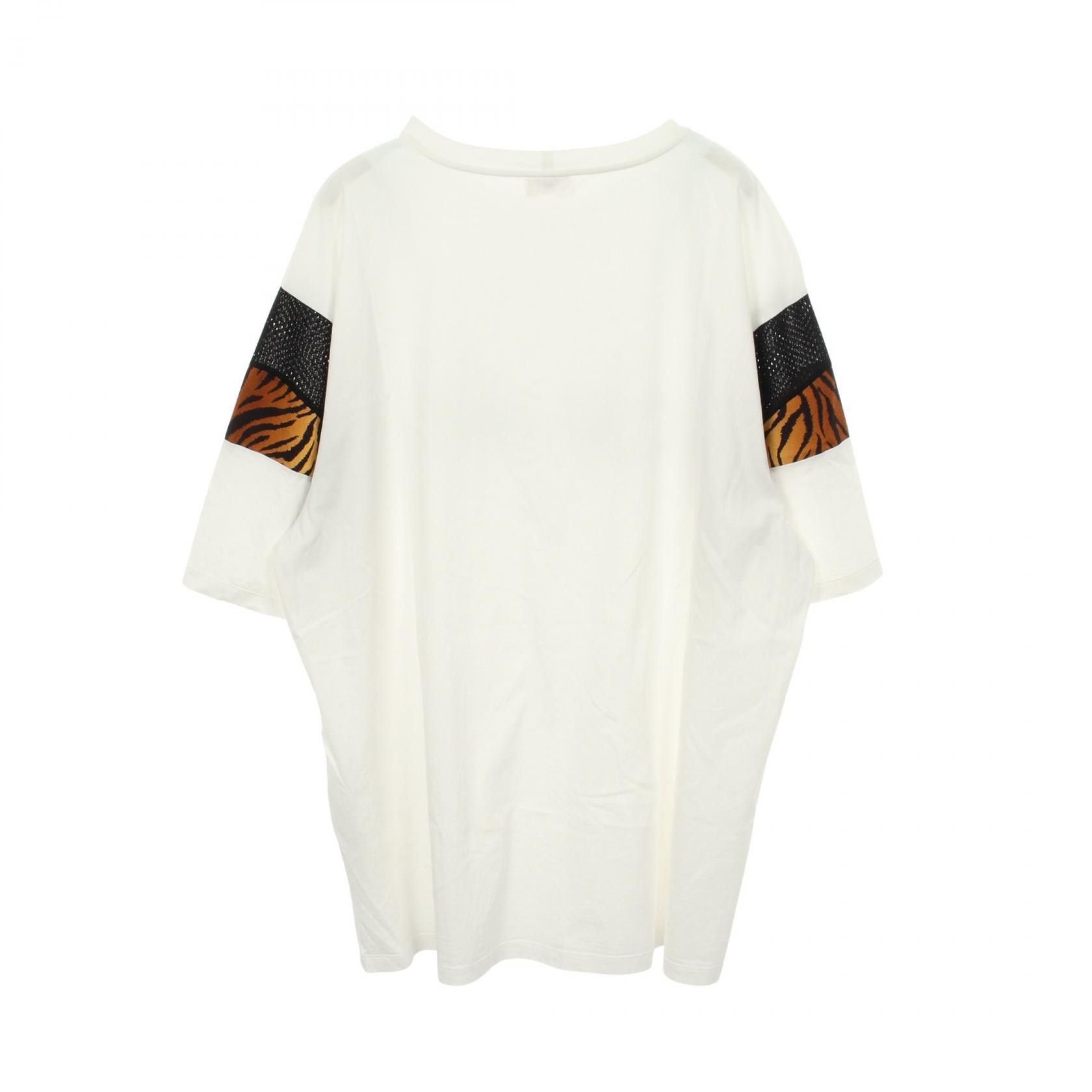 Celine Celine CELINE Logo Print Mesh Trim Leopard Cotton T Shirt Textile T-Shirts 2X50A671Q DUTY FREE for USA Size ONE SIZE - 2 Thumbnail