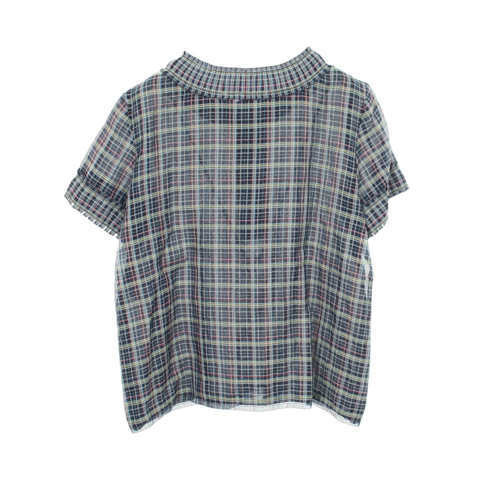 Chanel Chanel CHANEL Coco Mark Button Check Silk Blouse Textile Tops P62772V48261 DUTY FREE for USA Size ONE SIZE - 2 Thumbnail