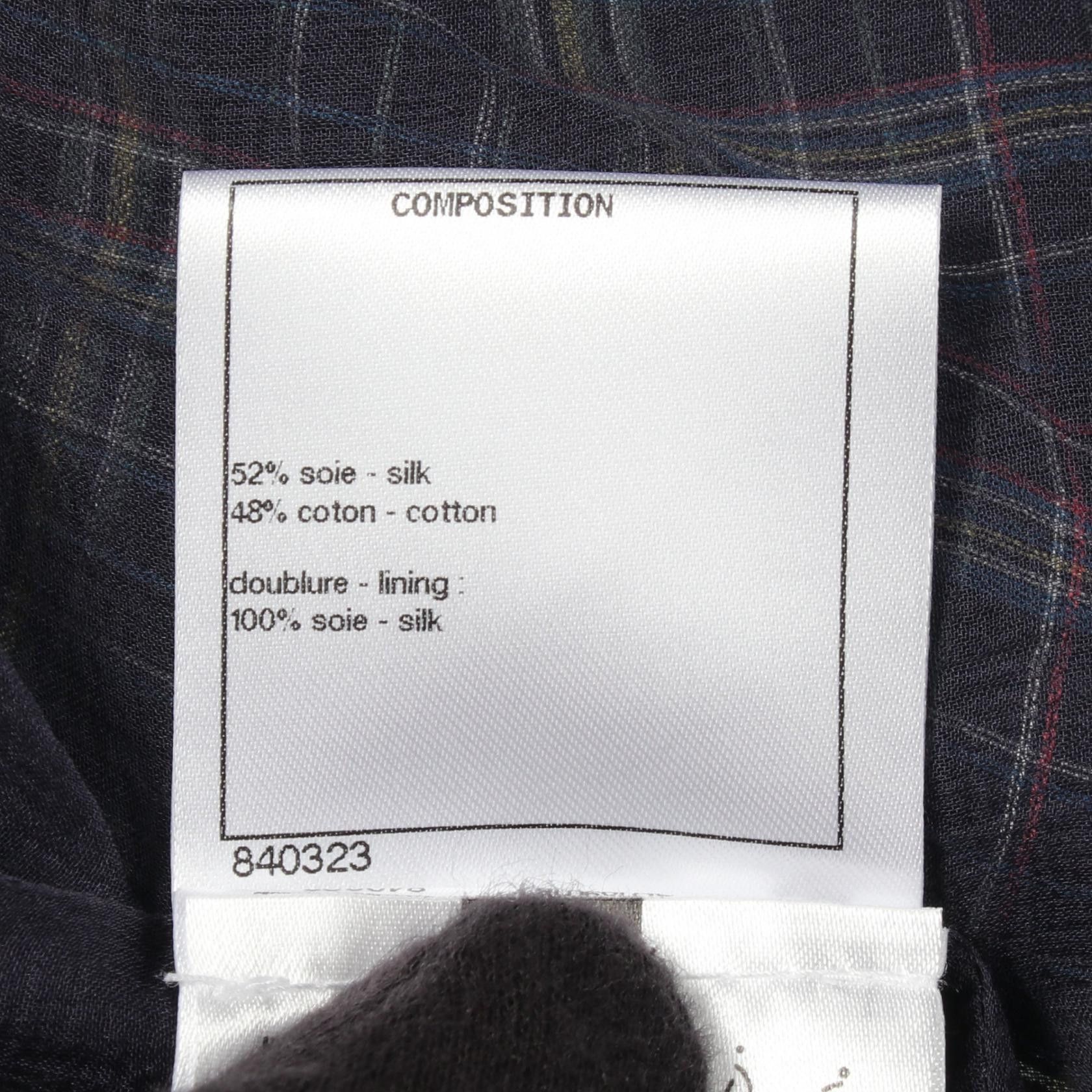 Chanel Chanel CHANEL Coco Mark Button Check Silk Blouse Textile Tops P62772V48261 DUTY FREE for USA Size ONE SIZE - 4 Thumbnail
