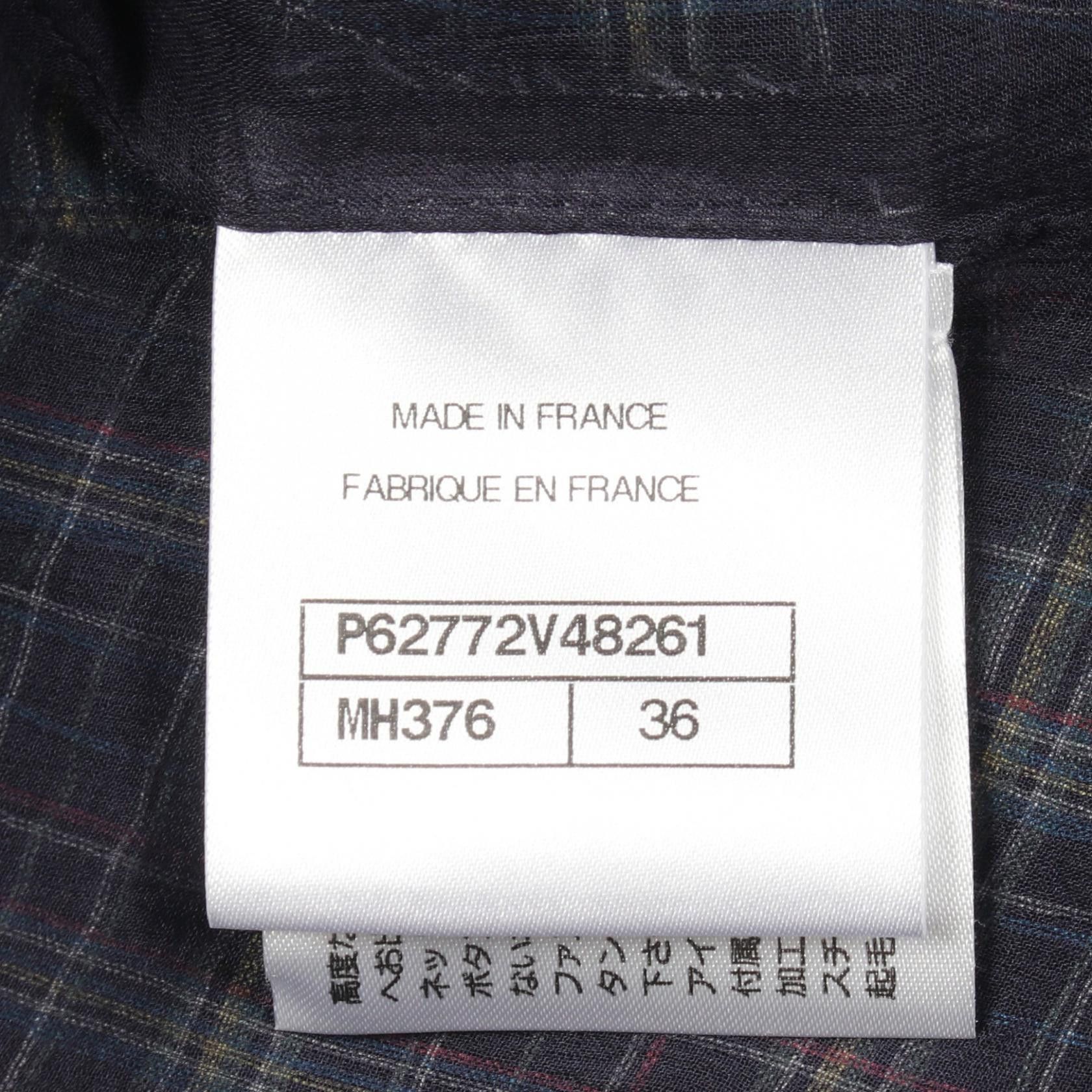 Chanel Chanel CHANEL Coco Mark Button Check Silk Blouse Textile Tops P62772V48261 DUTY FREE for USA Size ONE SIZE - 5 Thumbnail
