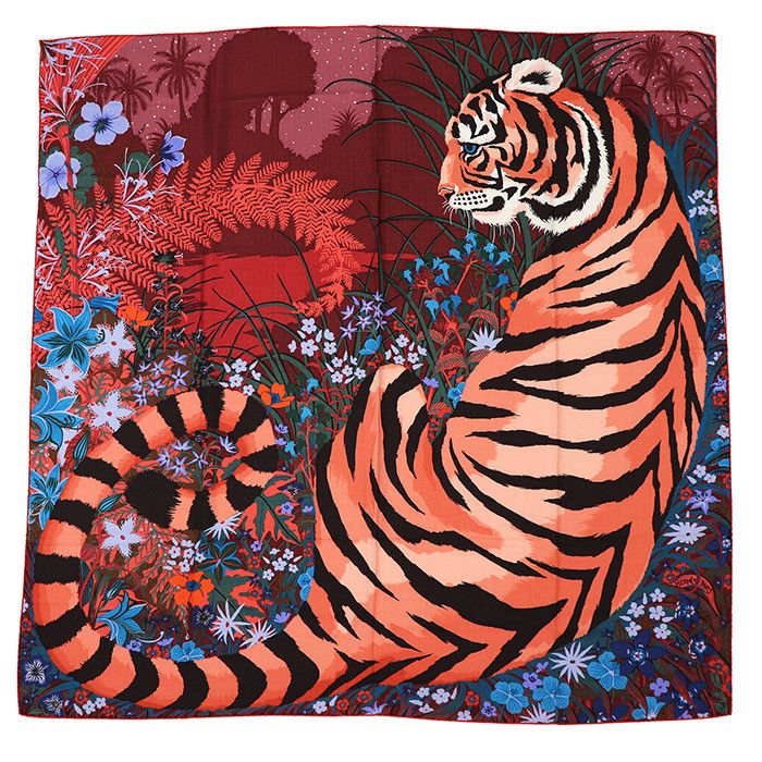 Hermes Hermes Hermes Carre Geant140 Tyger Tyger Cashmere Silk Scarf Textile Scarf DUTY FREE for USA Size ONE SIZE - 2 Thumbnail