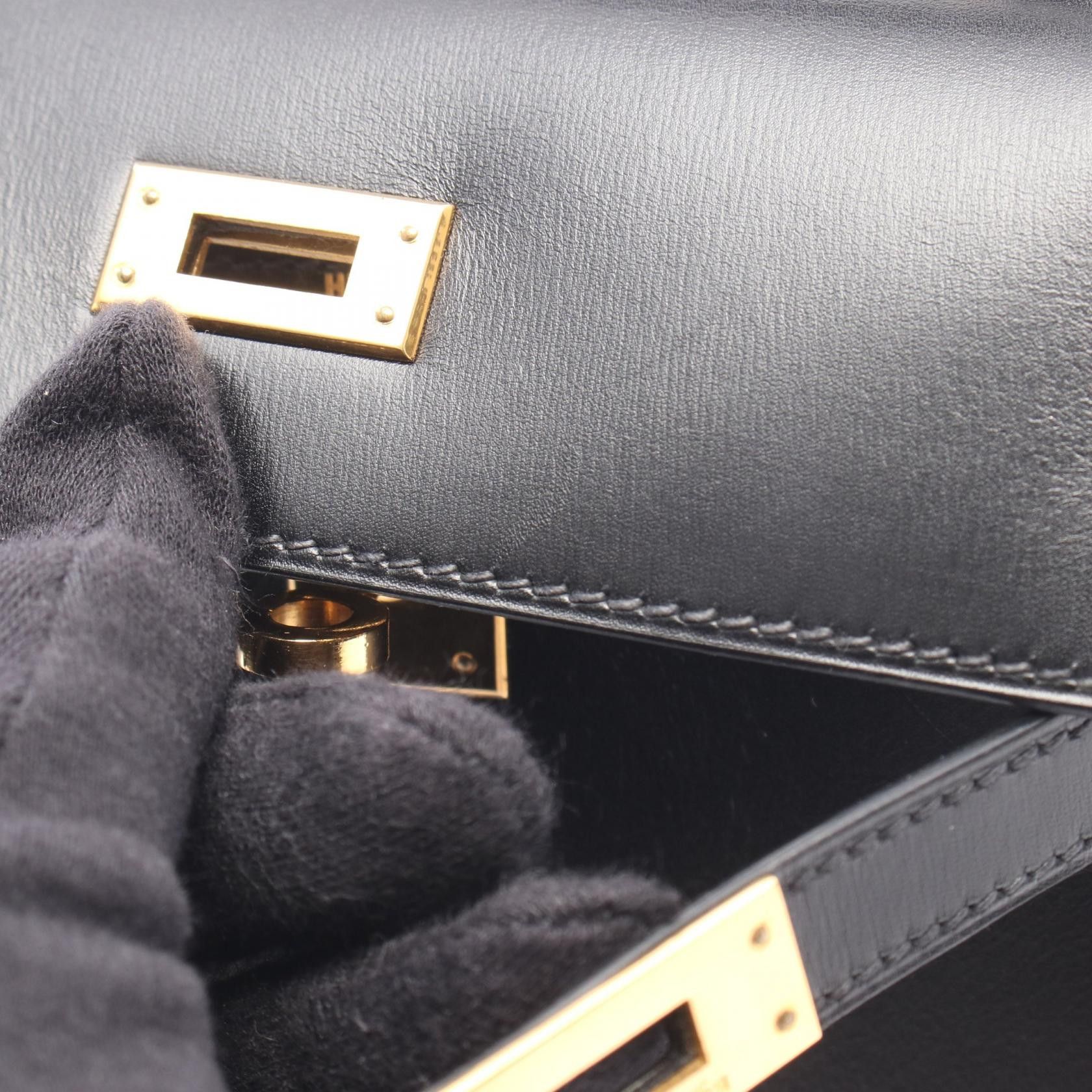 Hermes Hermes Hermes Mini Kelly Box Calf Leather Handbag Stamp V (1992) DUTY FREE for USA Size ONE SIZE - 8 Thumbnail