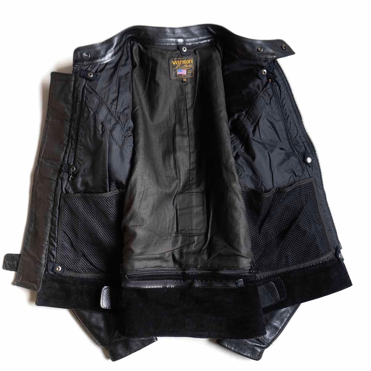 Vintage VANSON Biker Jacket Black Size 56 Size US XXL / EU 58 / 5 - 3 Thumbnail