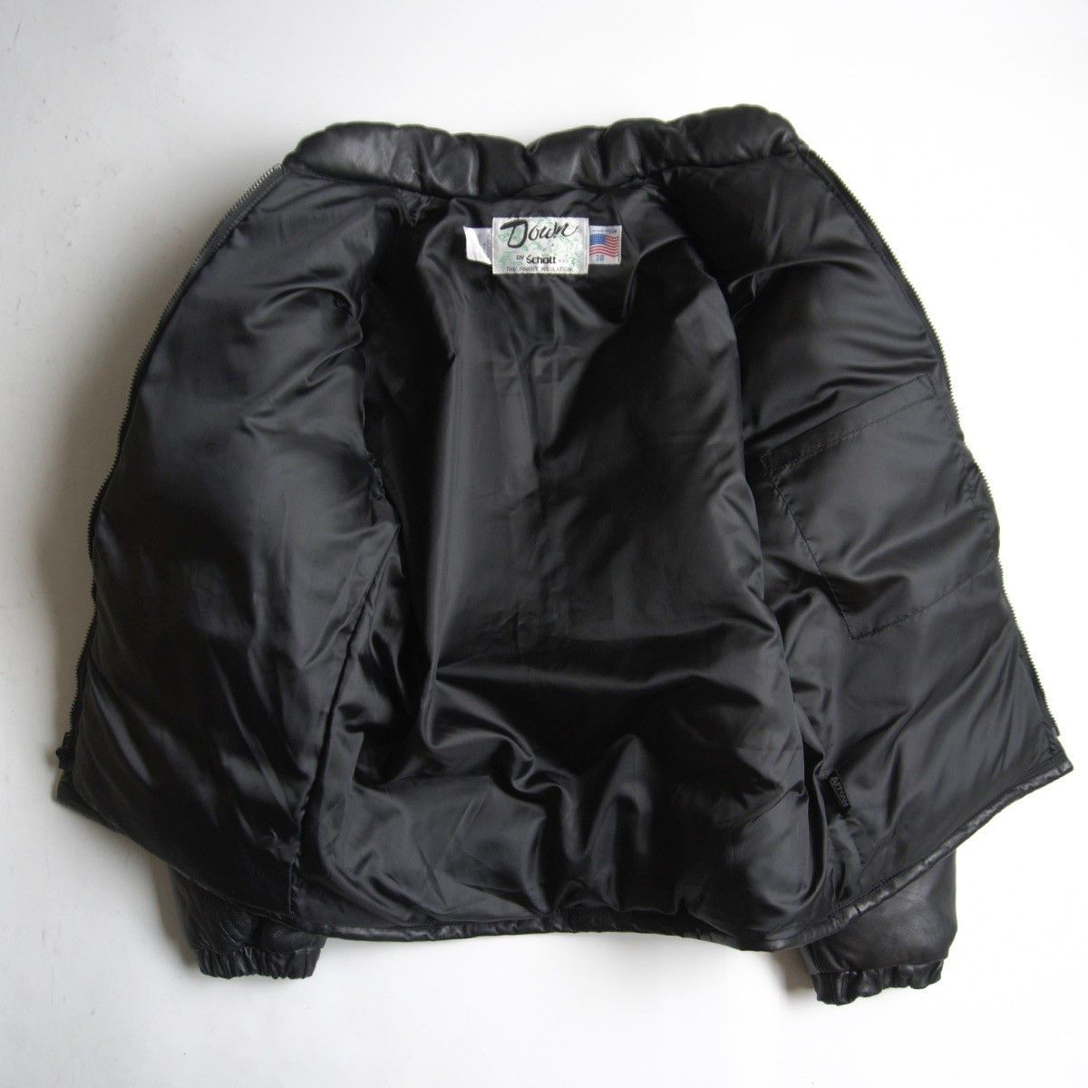 Schott Schott Leather Down Jacket Black Size 38 Size US XXL / EU 58 / 5 - 3 Thumbnail