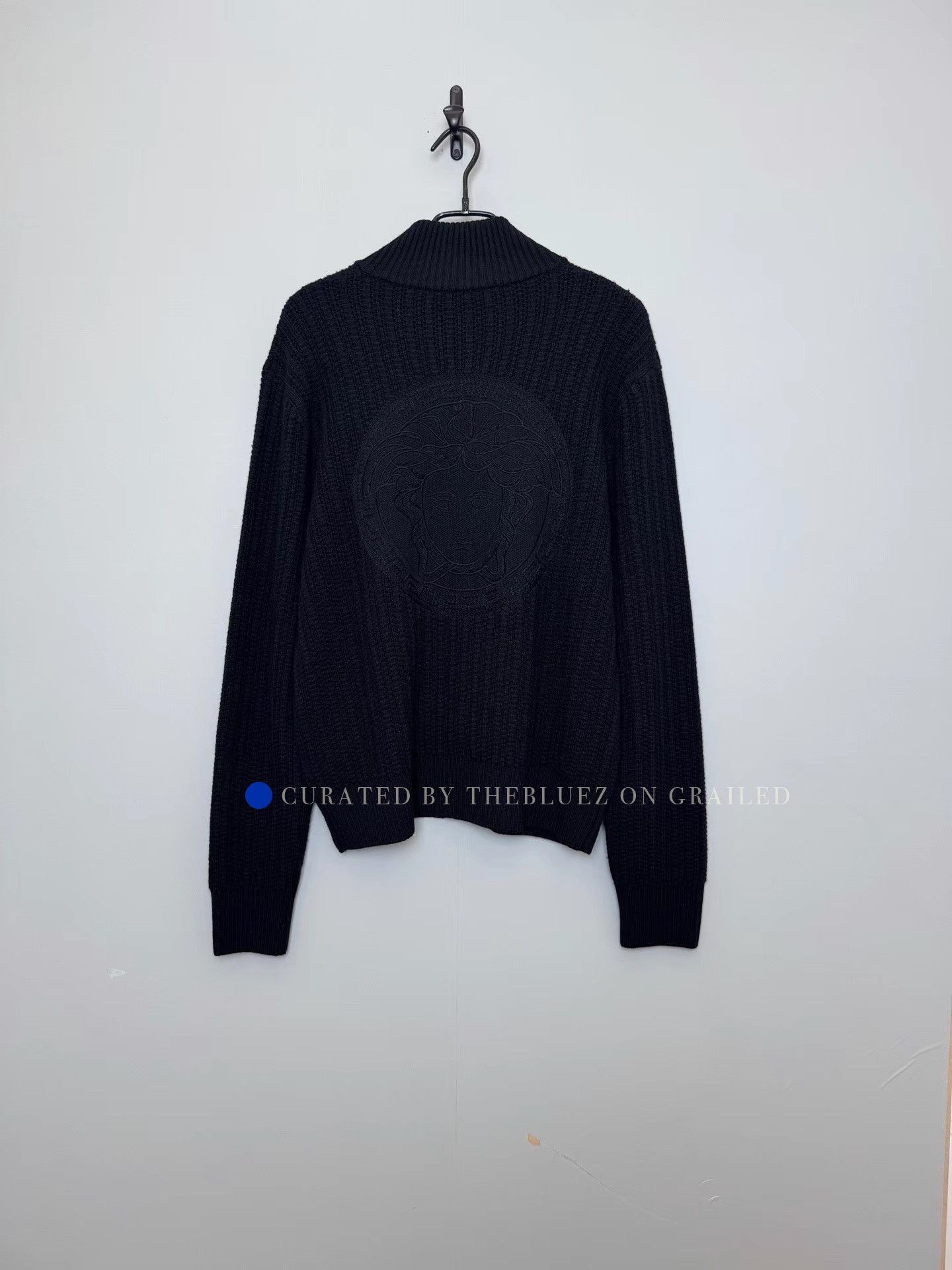 Versace Black Wool Zip-Up Knit Jacket Size US M / EU 48-50 / 2 - 2 Thumbnail