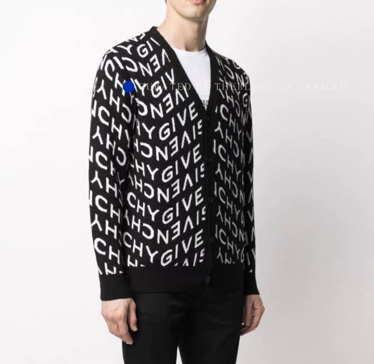 Givenchy All-Over Logo Black Wool Cardigan Size US XL / EU 56 / 4 - 6 Thumbnail