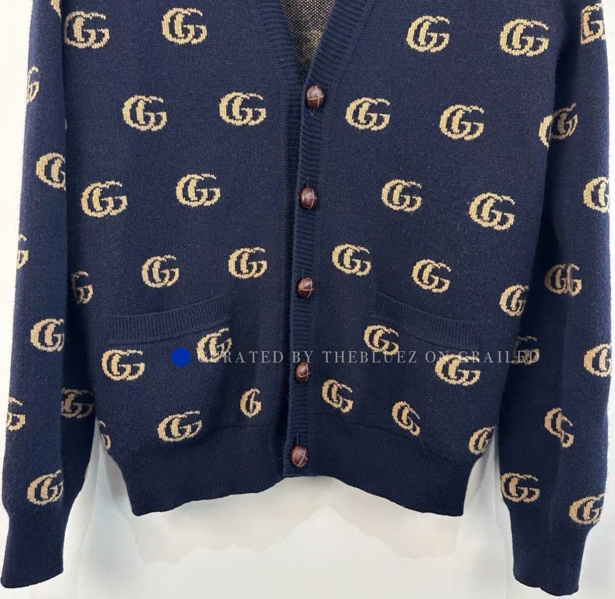 Gucci All-over Logo V-neck Wool Knit Cardigan Size US M / EU 48-50 / 2 - 4 Thumbnail