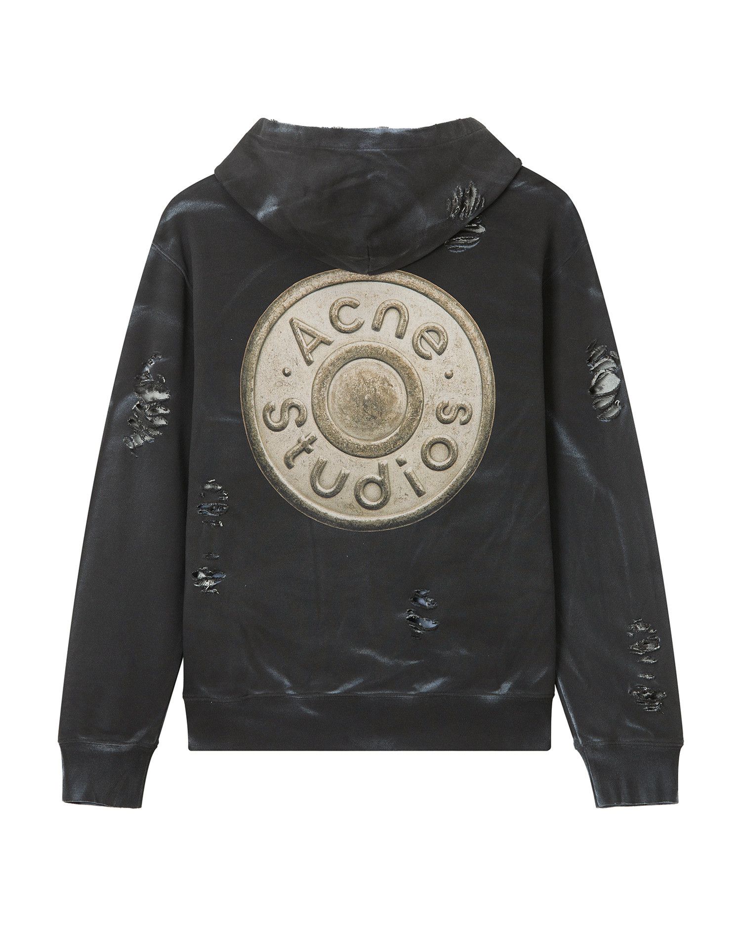 Acne Studios Acne Studios Round Label Printed Ripped Hoodie Size US XS / EU 42 / 0 - 6 Thumbnail