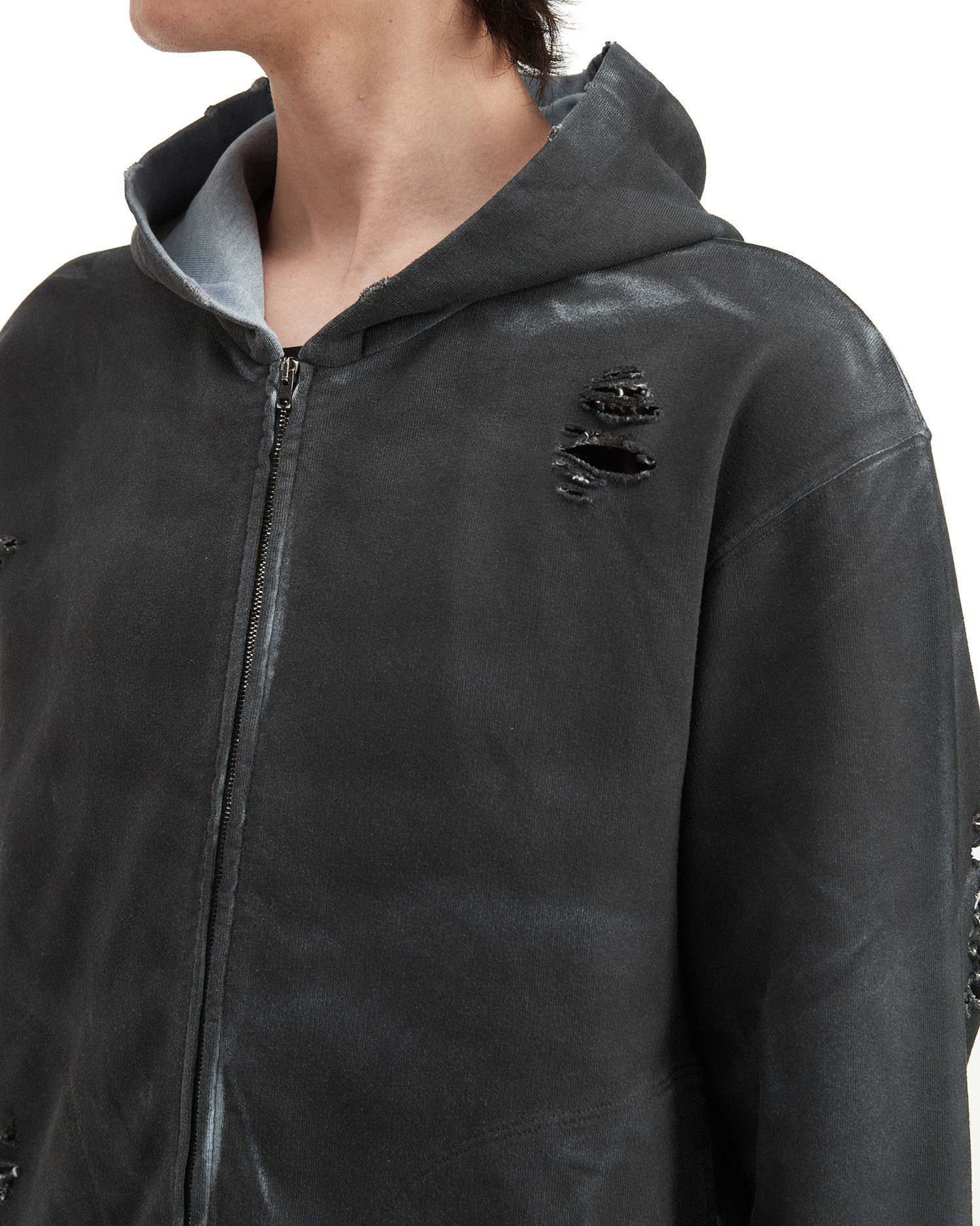 Acne Studios Acne Studios Round Label Printed Ripped Hoodie Size US XS / EU 42 / 0 - 5 Thumbnail