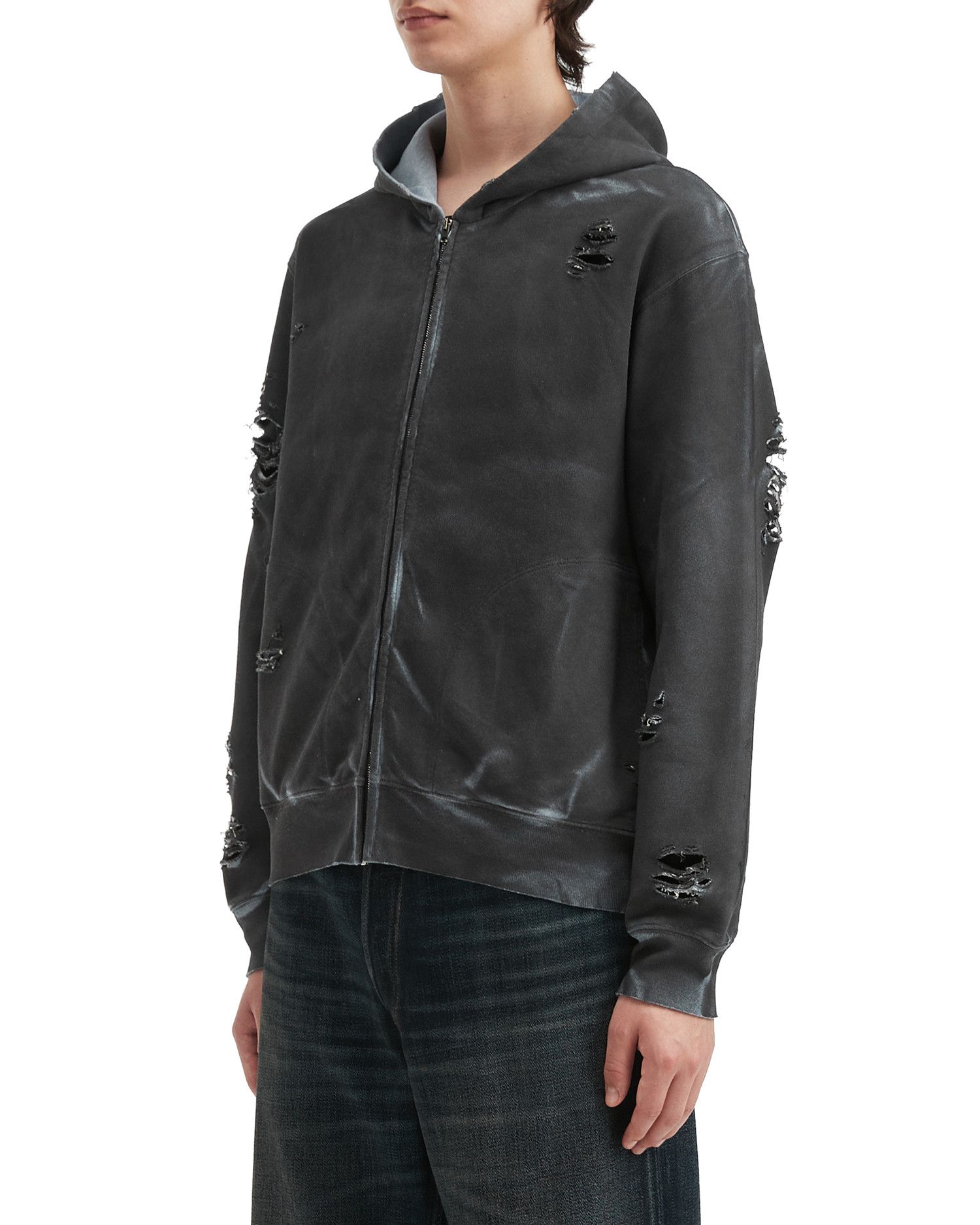 Acne Studios Acne Studios Round Label Printed Ripped Hoodie Size US XS / EU 42 / 0 - 3 Thumbnail