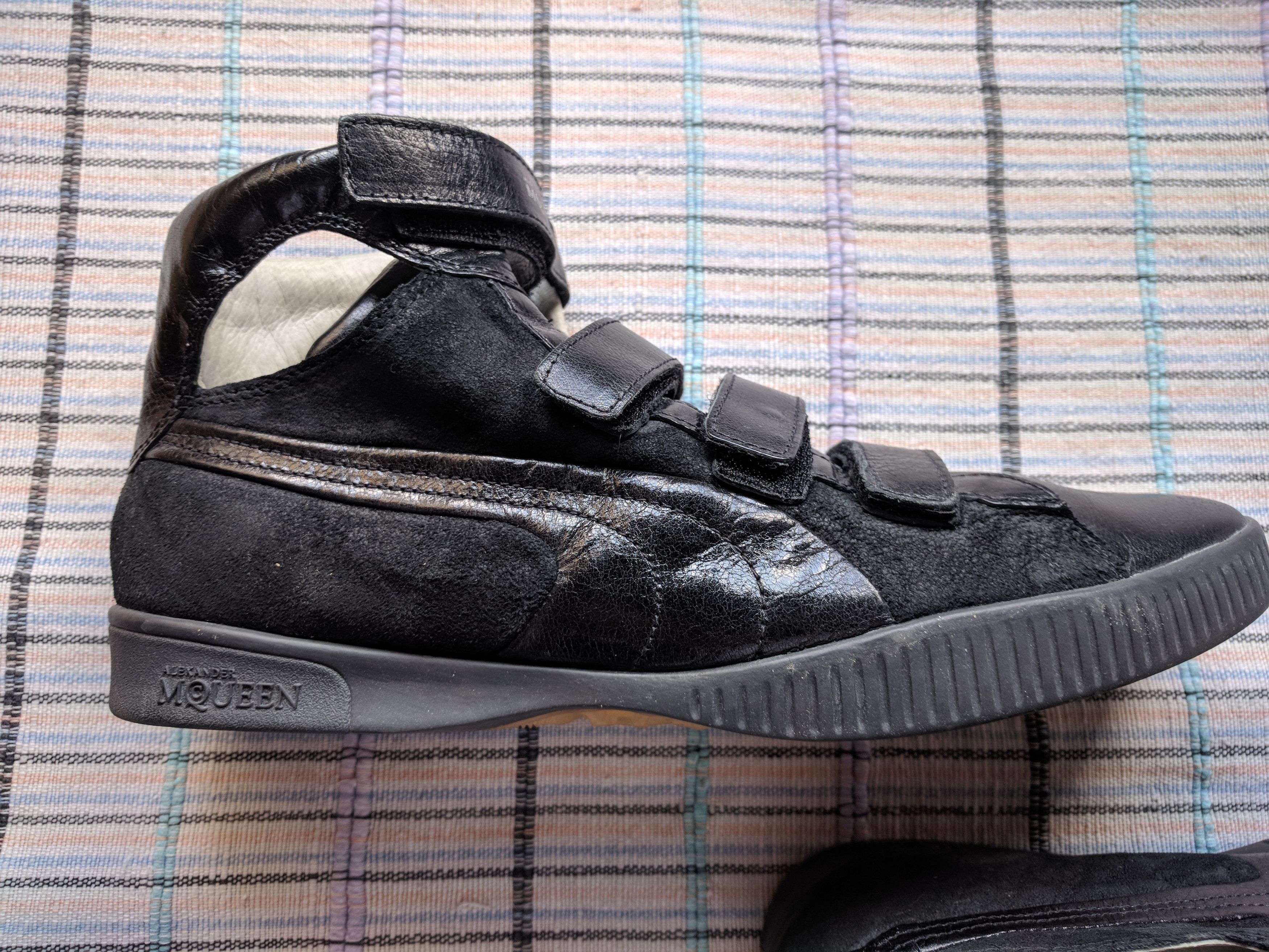 ALEXANDER McQUEEN PUMA High Top PATENT BLACK LEATHER with Velcro straps