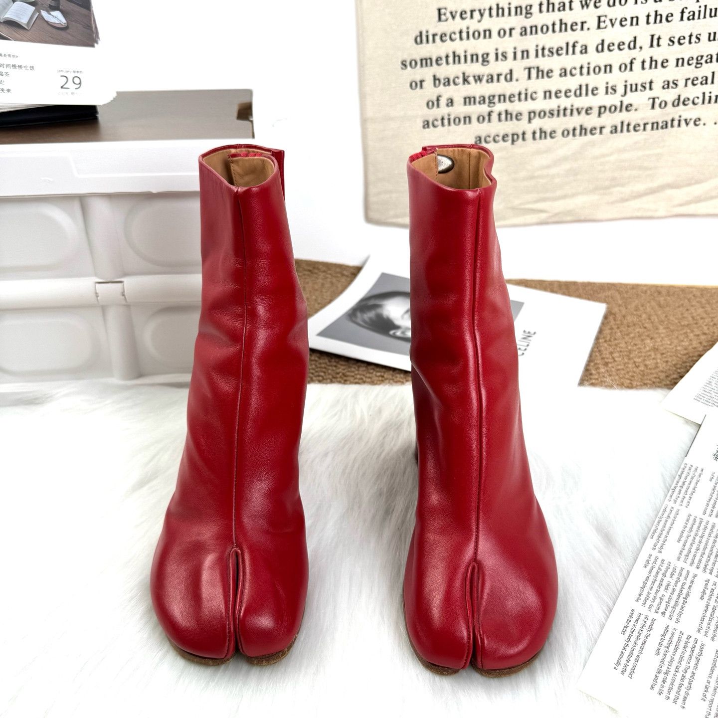 Maison Margiela Maison Margiela Red Leather Tabi Boots Size 35 Size US 5 / IT 35 - 2 Thumbnail