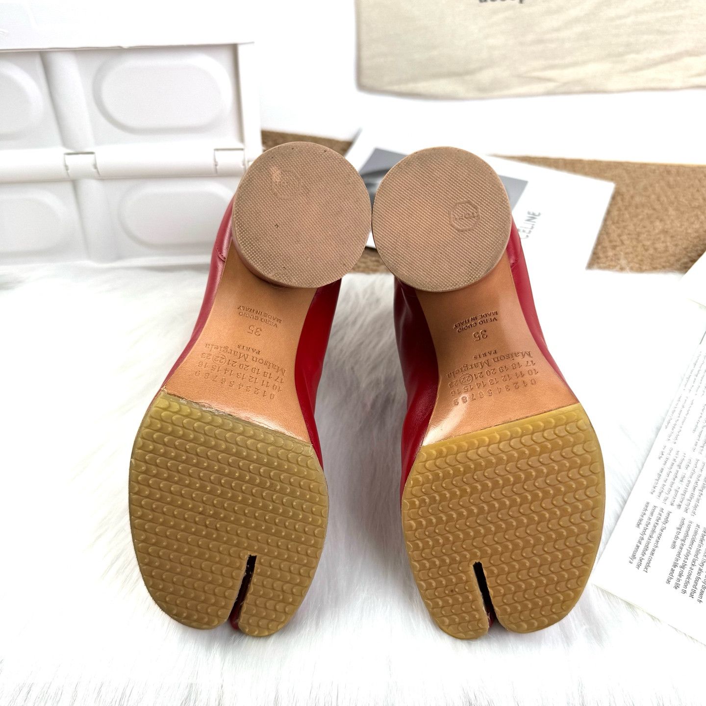 Maison Margiela Maison Margiela Red Leather Tabi Boots Size 35 Size US 5 / IT 35 - 4 Thumbnail