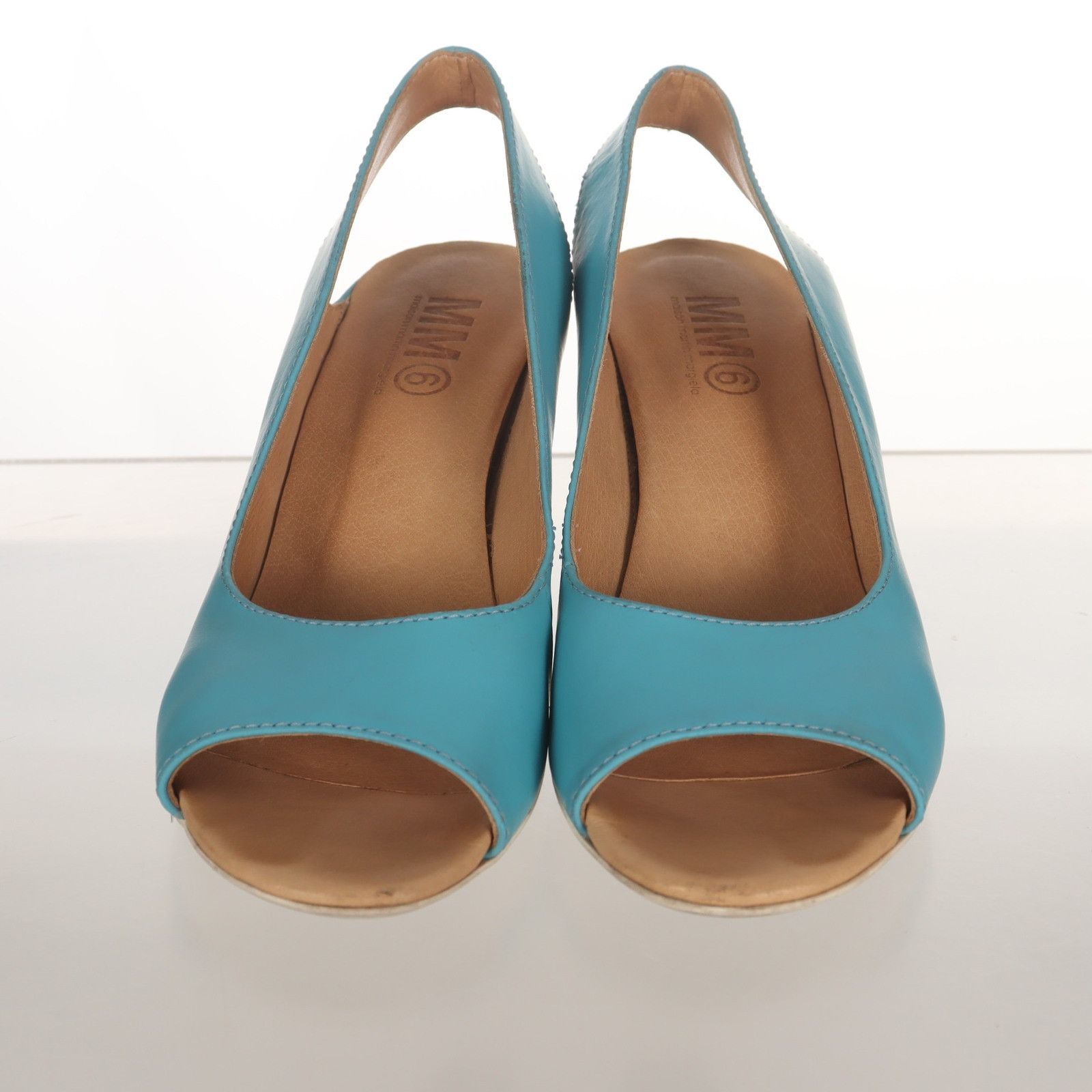 MM6 MM6 Maison Margiela Blue Leather Wedge Heels Size 37 Size US 7 / IT 37 - 2 Thumbnail