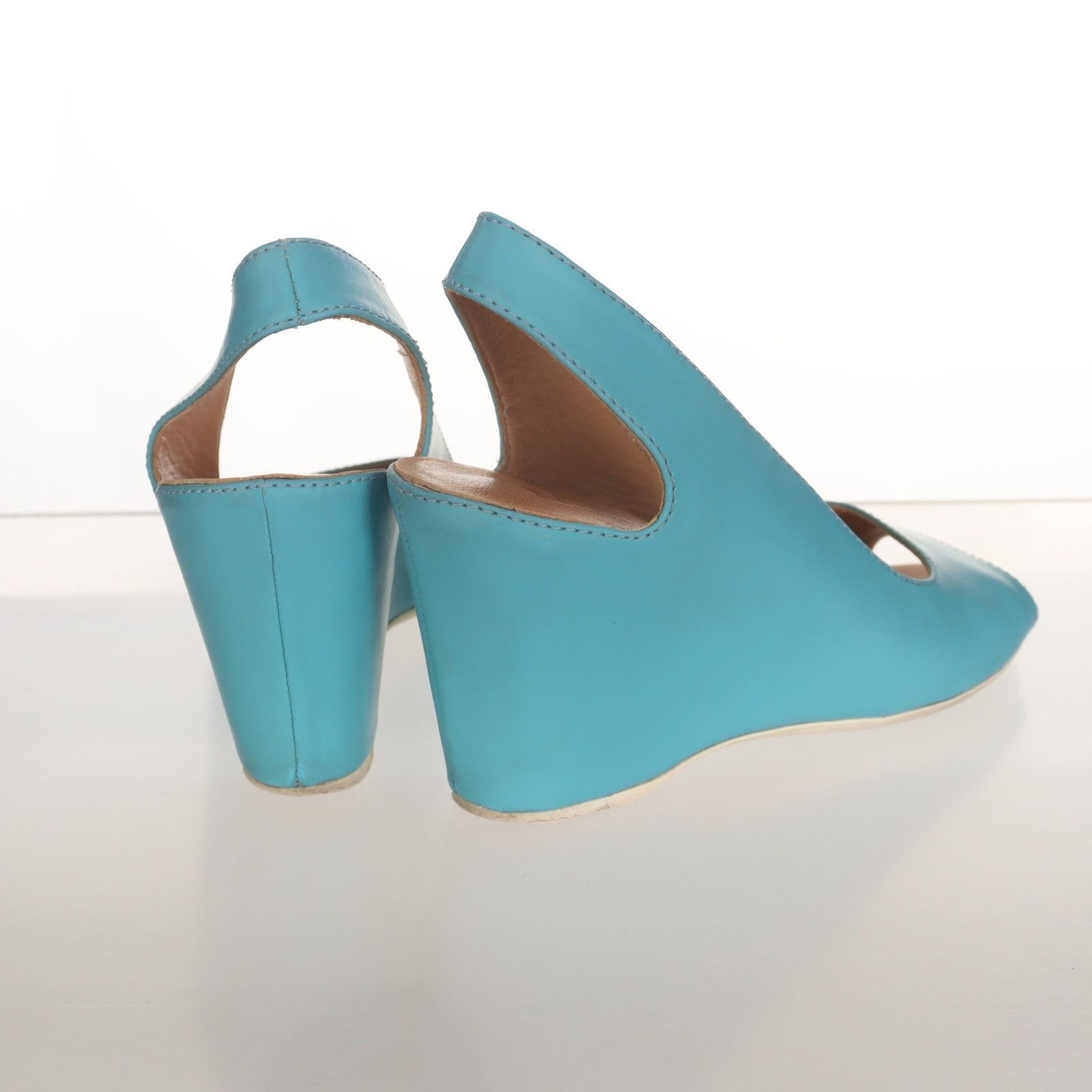 MM6 MM6 Maison Margiela Blue Leather Wedge Heels Size 37 Size US 7 / IT 37 - 4 Thumbnail
