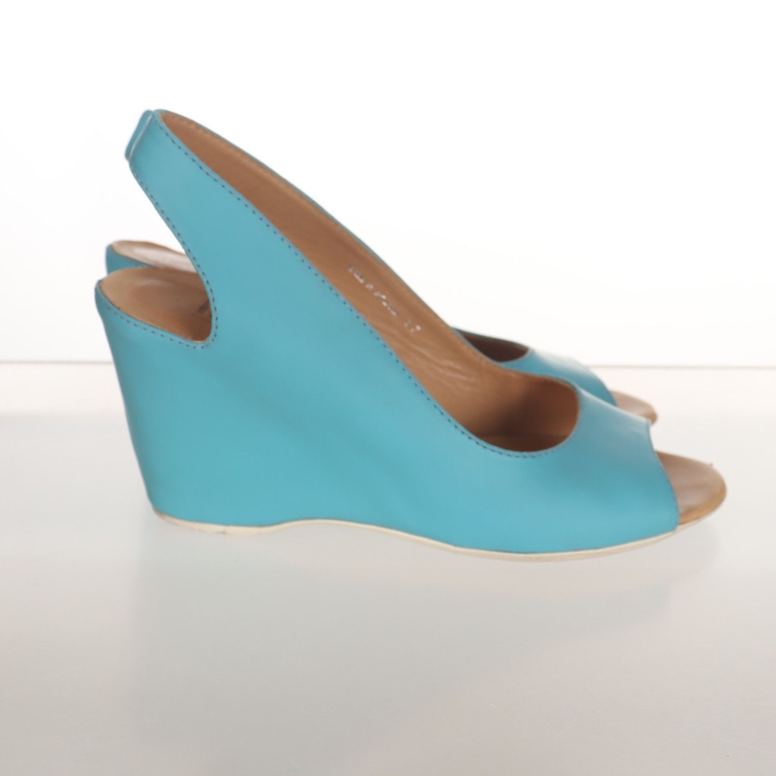 MM6 MM6 Maison Margiela Blue Leather Wedge Heels Size 37 Size US 7 / IT 37 - 3 Thumbnail