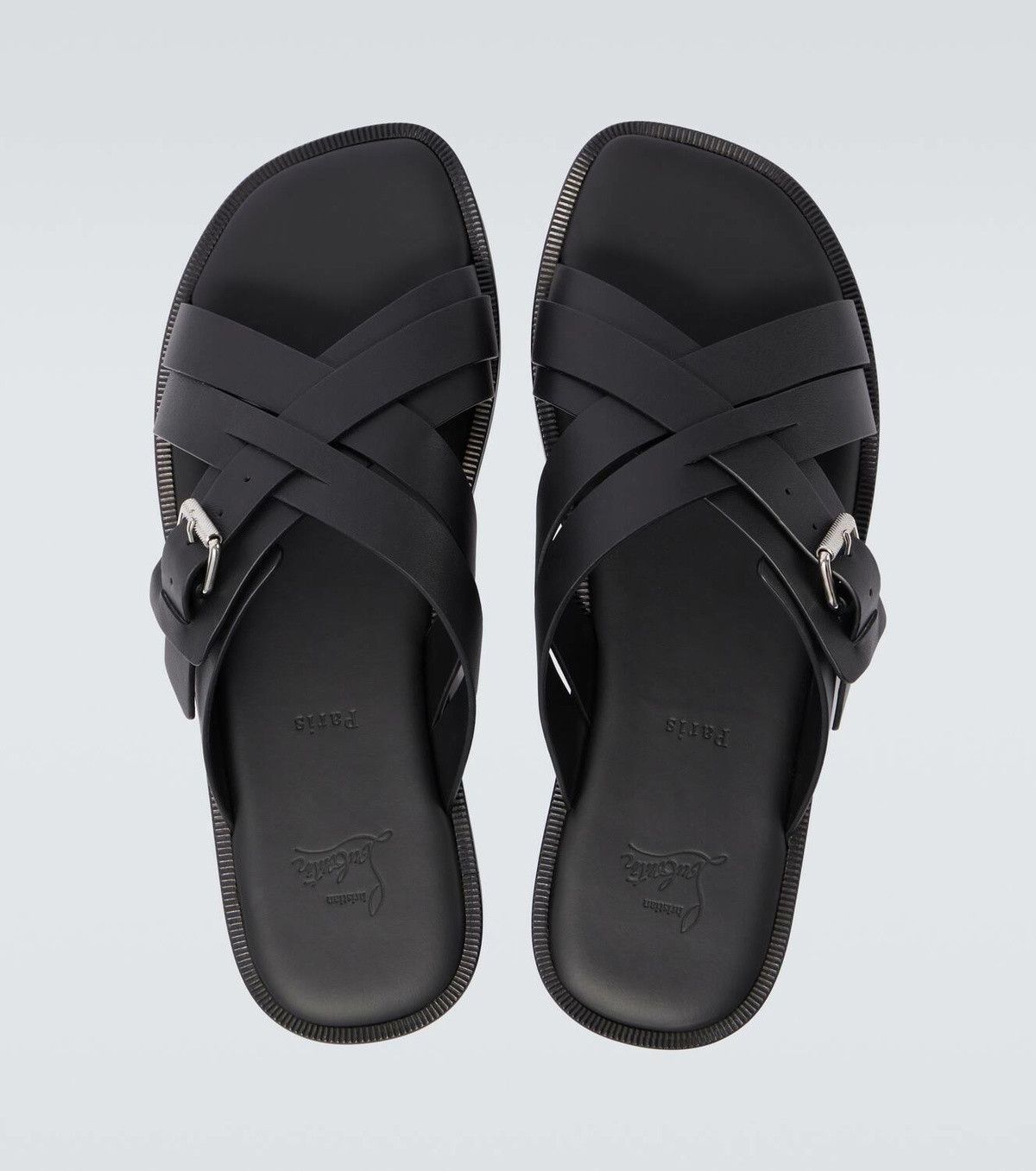 Christian Louboutin emircross leather sandals black Size US 13 / EU 46 - 3 Thumbnail