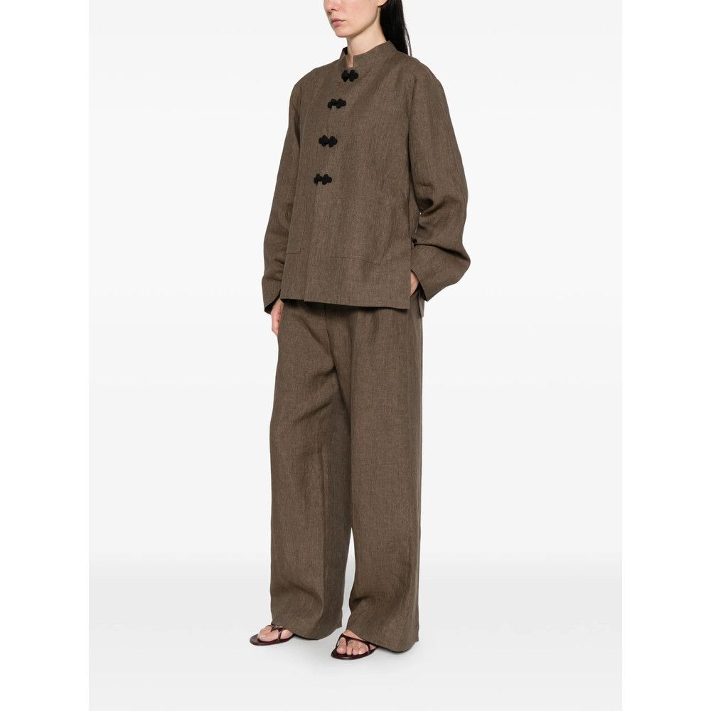 Rohe Rohe BROWN Trousers - High-Waisted Trousers Size 34" / US 12 / IT 48 - 2 Thumbnail