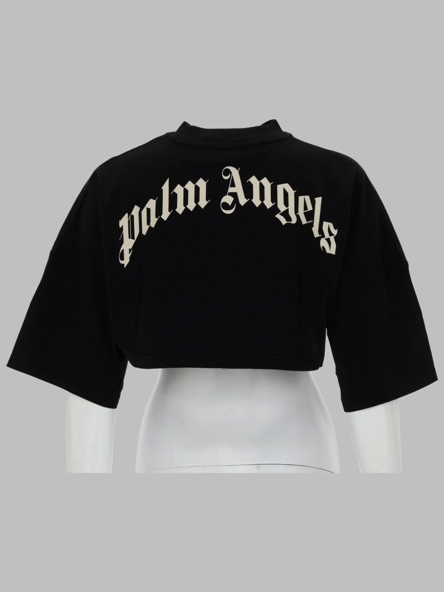 Palm Angels PALM ANGELS T-SHIRT CROPPED CON LOGO - BLACK Size S / US 4 / IT 40 - 2 Thumbnail