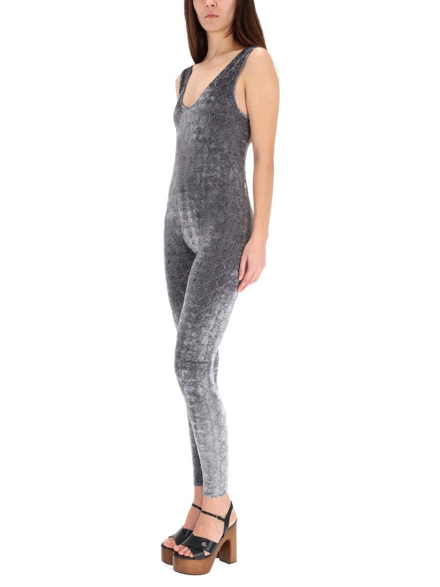 Gucci GUCCI JUMPSUIT WITH "GG" EMBROIDERY - GREY Size 30" / US 8 / IT 44 - 2 Thumbnail