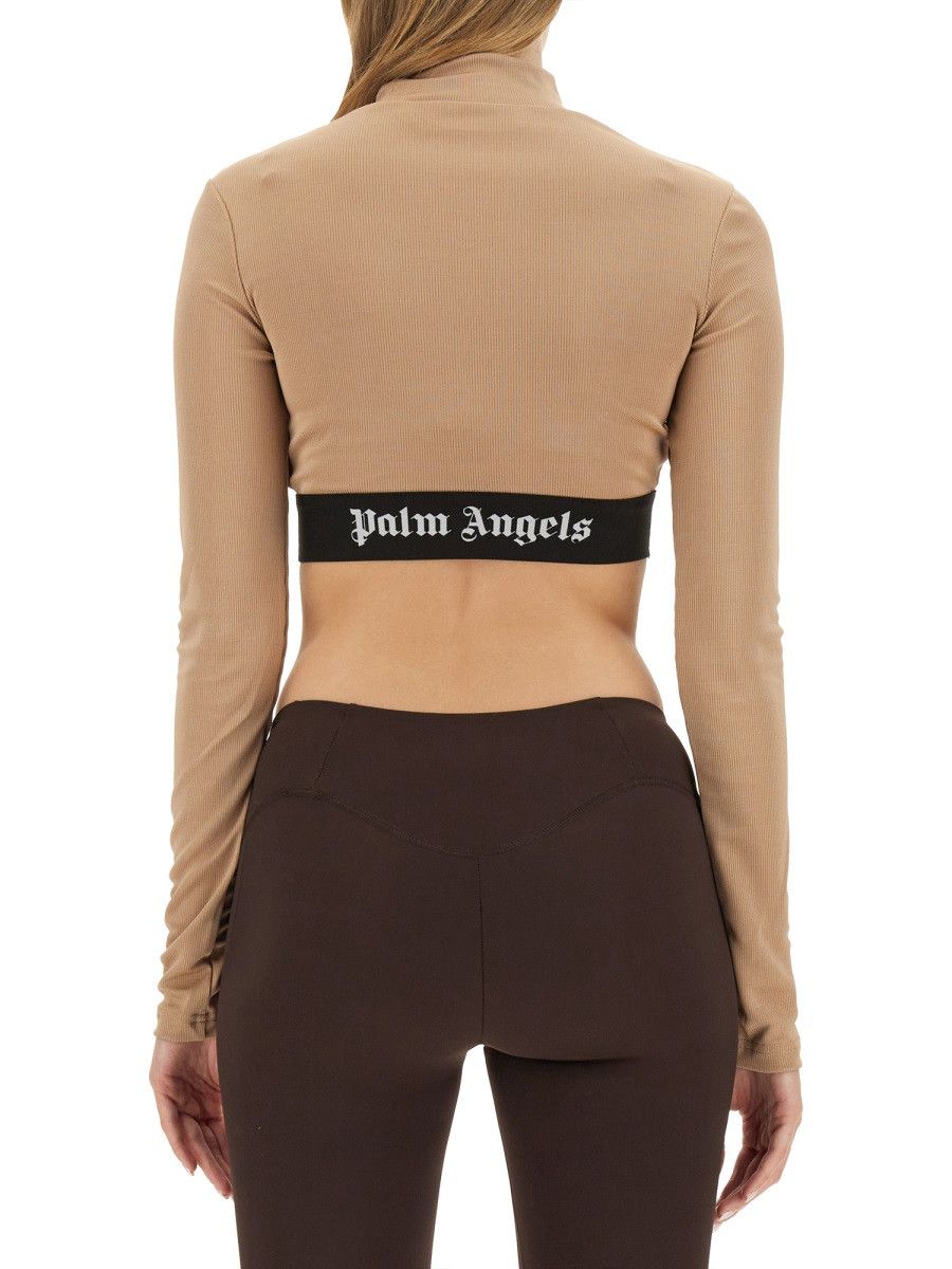 Palm Angels PALM ANGELS CROPPED TOP WITH LOGO - BEIGE Size XS / US 0-2 / IT 36-38 - 3 Thumbnail