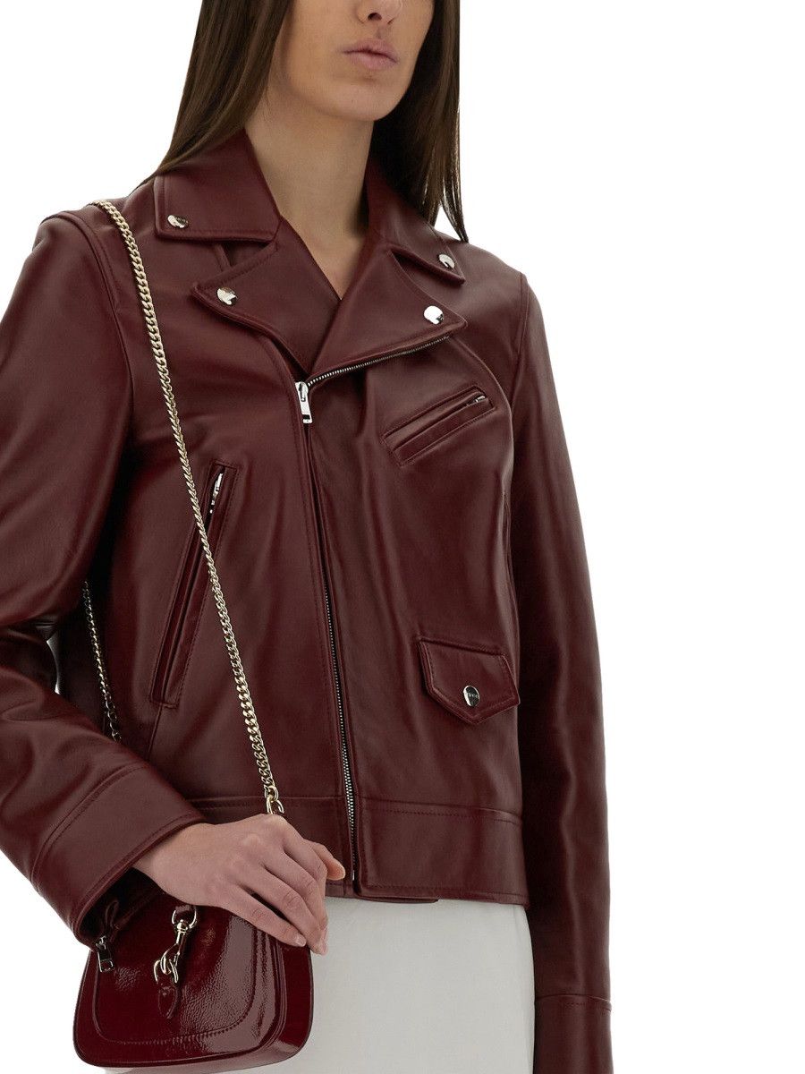 Gucci GUCCI LEATHER BIKER JACKET - BORDEAUX (IT 42) Size M / US 6-8 / IT 42-44 - 4 Thumbnail