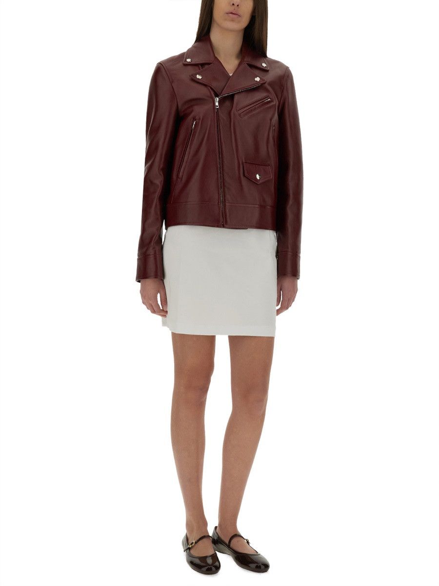 Gucci GUCCI LEATHER BIKER JACKET - BORDEAUX (IT 42) Size M / US 6-8 / IT 42-44 - 2 Thumbnail