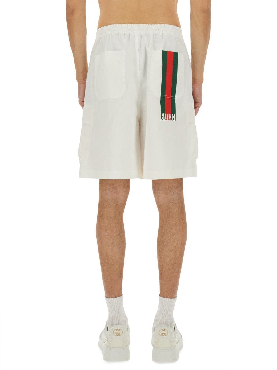 Gucci GUCCI COTTON "WEB" SHORTS - WHITE (IT 50) Size US 34 / EU 50 - 3 Thumbnail
