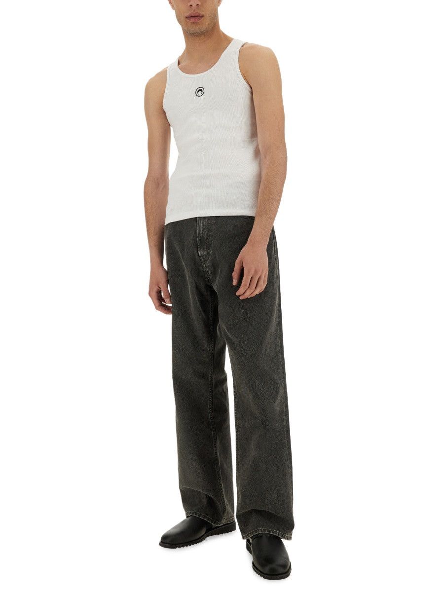 Marine Serre MARINE SERRE RIBBED TANK TOP WITH MOON LOGO - WHITE Size US L / EU 52-54 / 3 - 2 Thumbnail