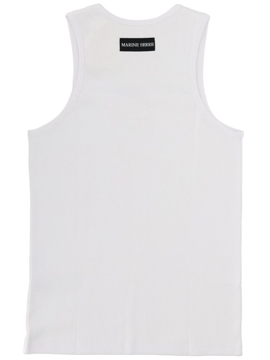 Marine Serre MARINE SERRE RIBBED TANK TOP WITH MOON LOGO - WHITE Size US L / EU 52-54 / 3 - 3 Thumbnail