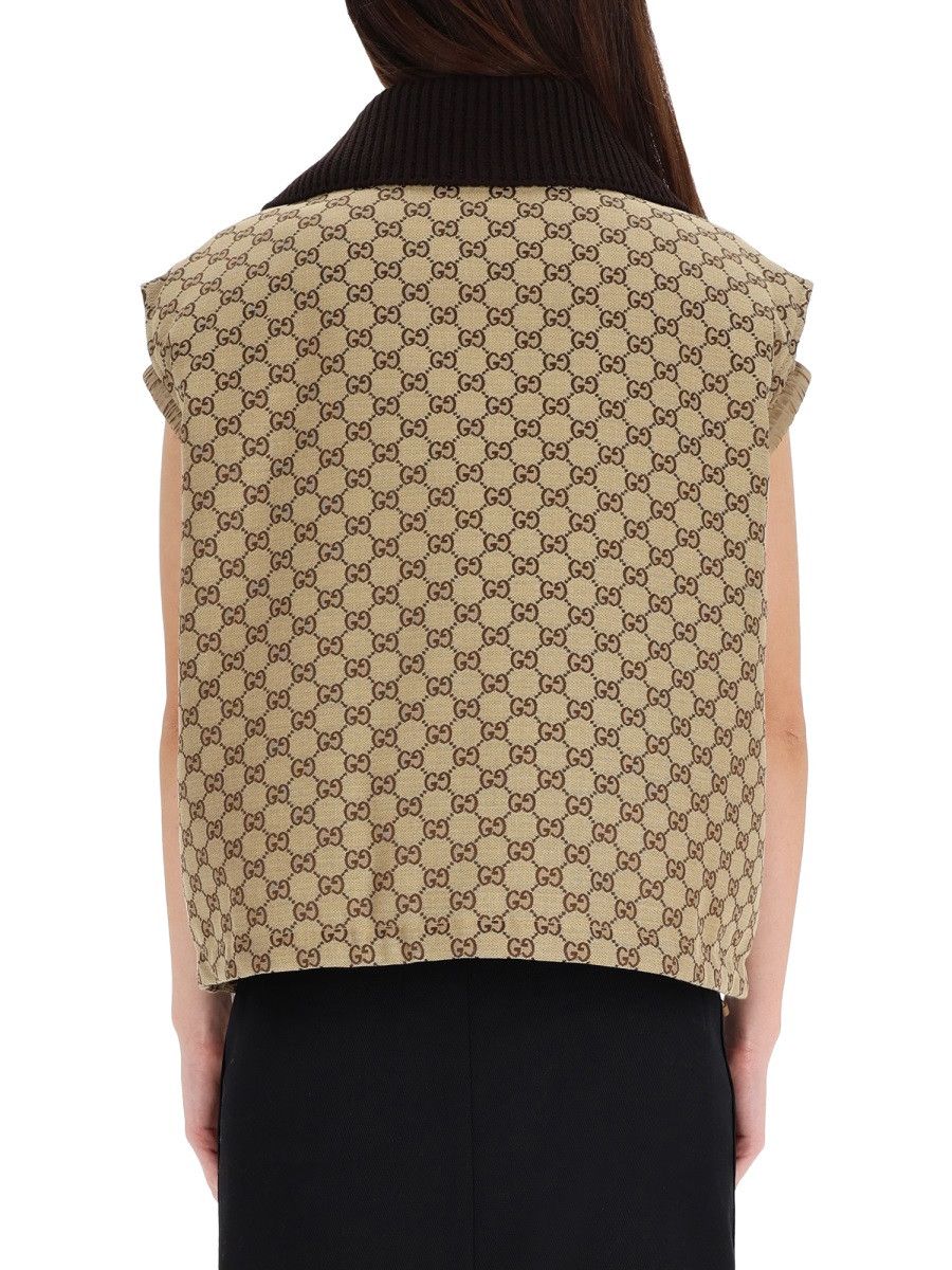 Gucci GUCCI VEST WITH LEATHER LABEL - BEIGE (IT 40) Size S / US 4 / IT 40 - 3 Thumbnail