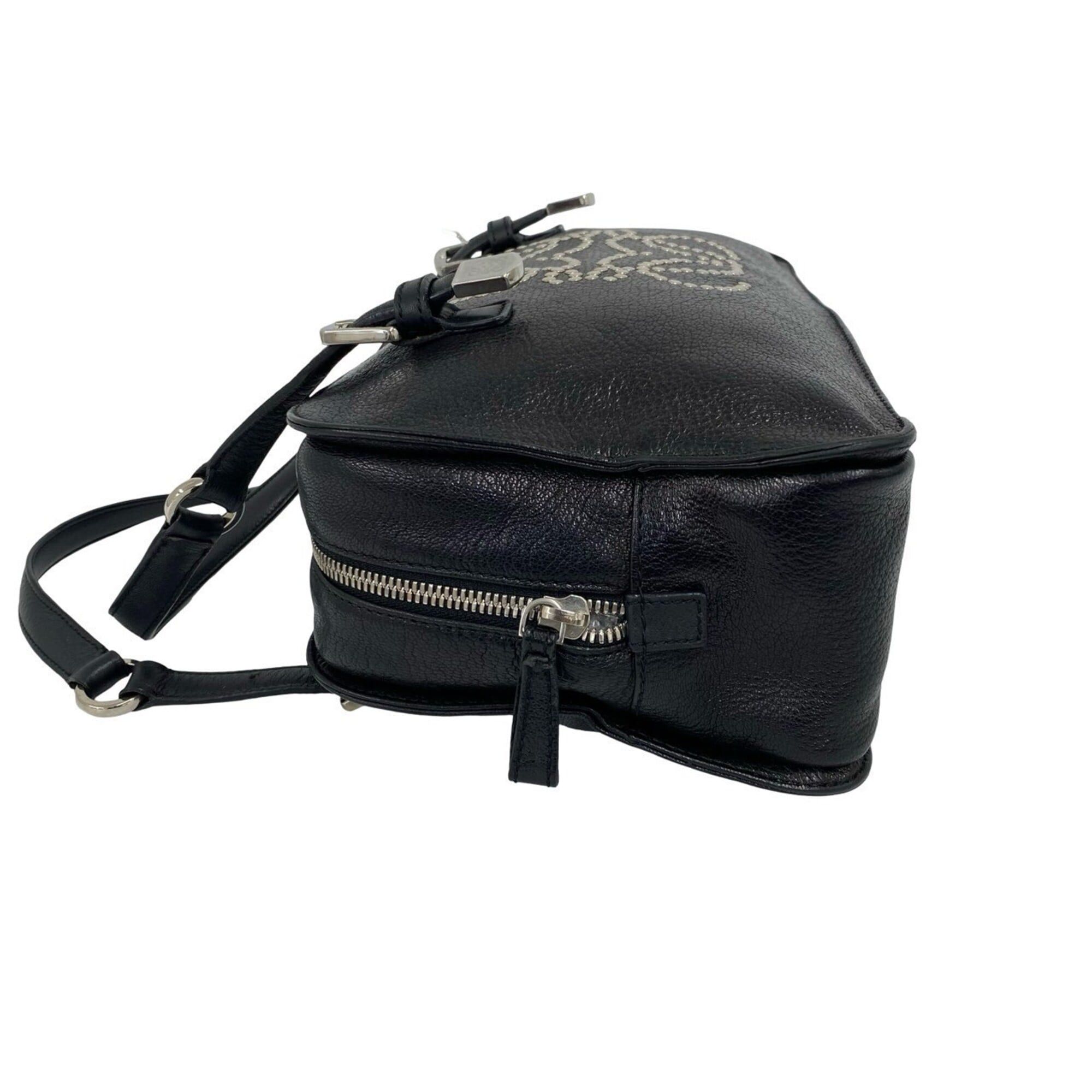 Loewe LOEWE Anagram Studded Logo Leather Handbag Mini Tote Bag Boston Black 40190 Size ONE SIZE - 5 Thumbnail