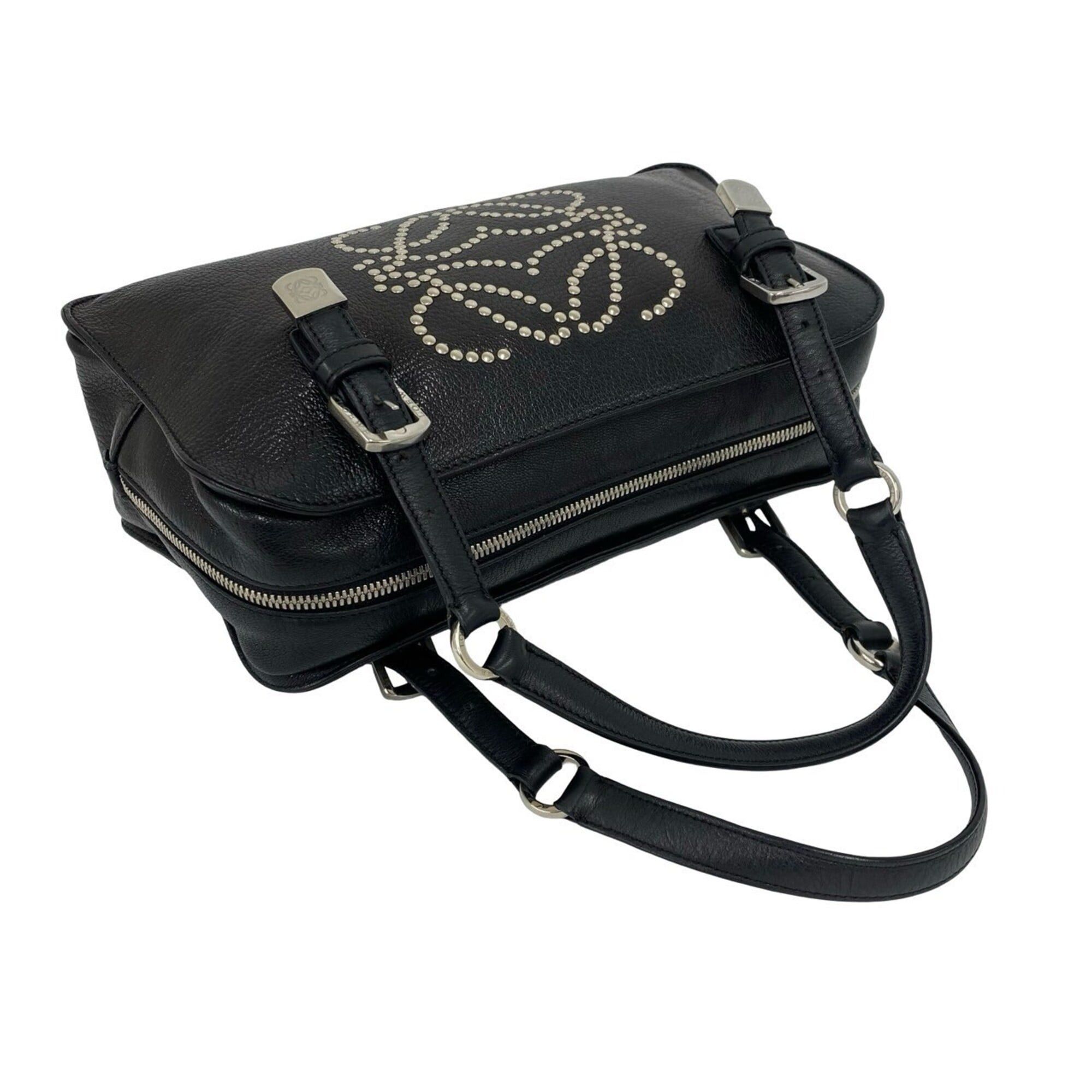 Loewe LOEWE Anagram Studded Logo Leather Handbag Mini Tote Bag Boston Black 40190 Size ONE SIZE - 4 Thumbnail
