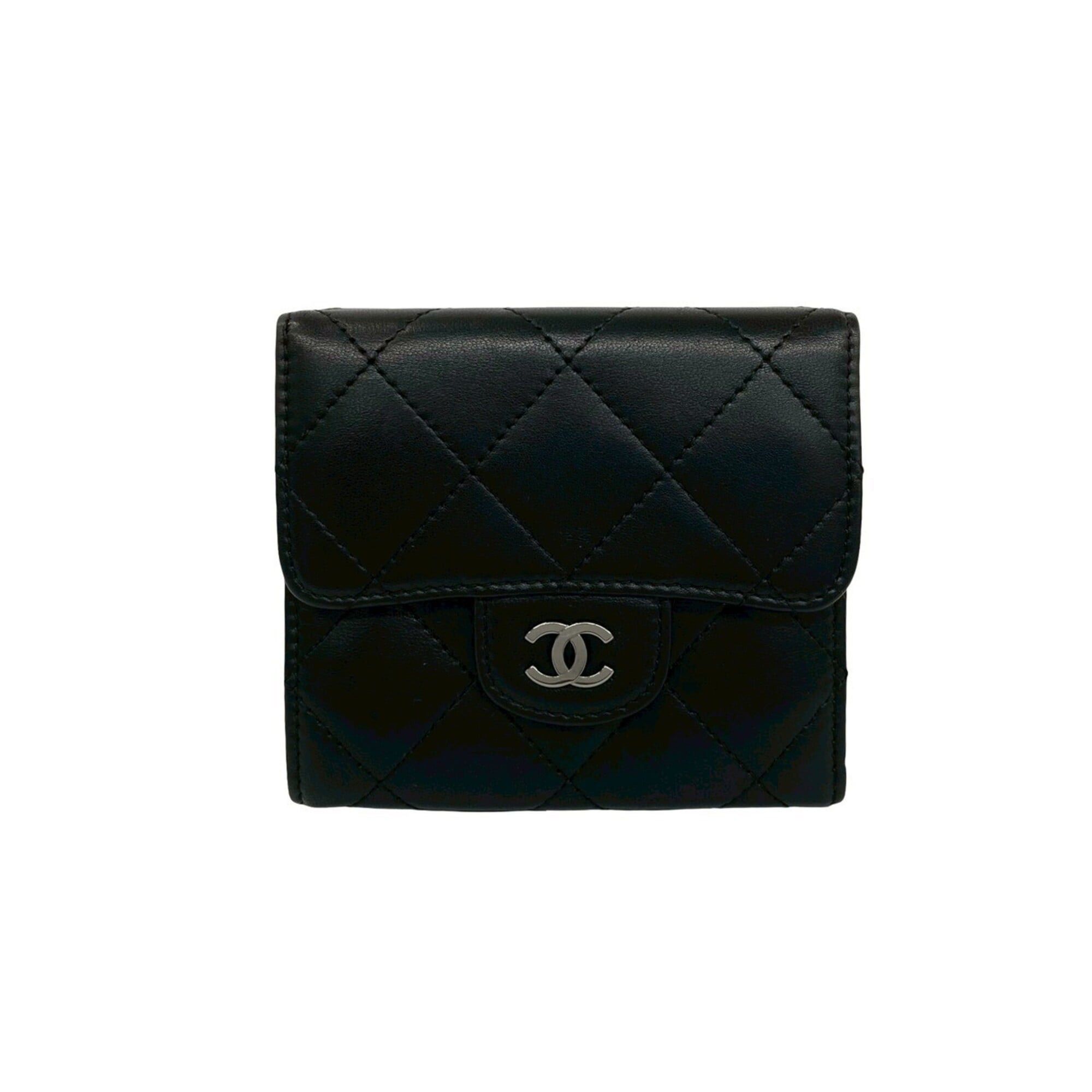Chanel CHANEL Matelassé Coco Mark Lambskin Leather Tri-fold Wallet, Black, 28341 Size ONE SIZE - 2 Thumbnail