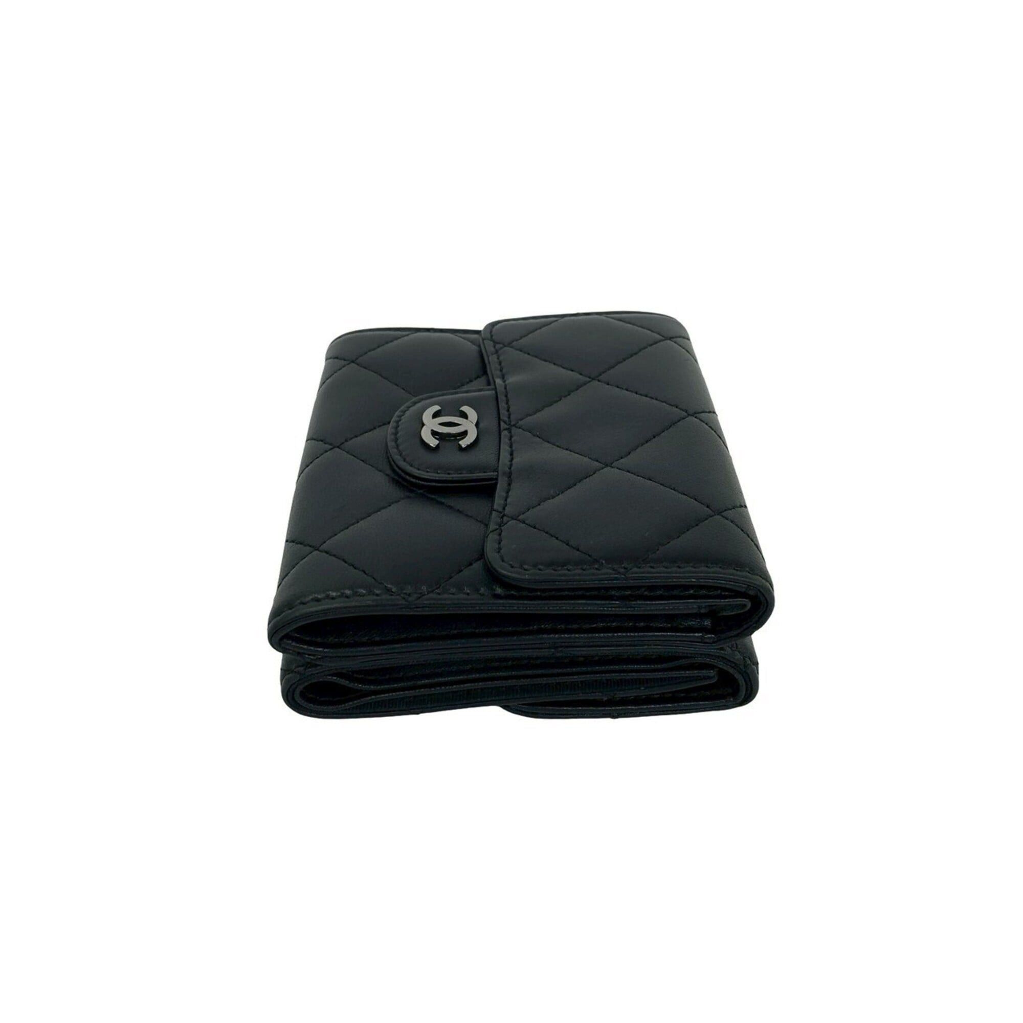 Chanel CHANEL Matelassé Coco Mark Lambskin Leather Tri-fold Wallet, Black, 28341 Size ONE SIZE - 5 Thumbnail